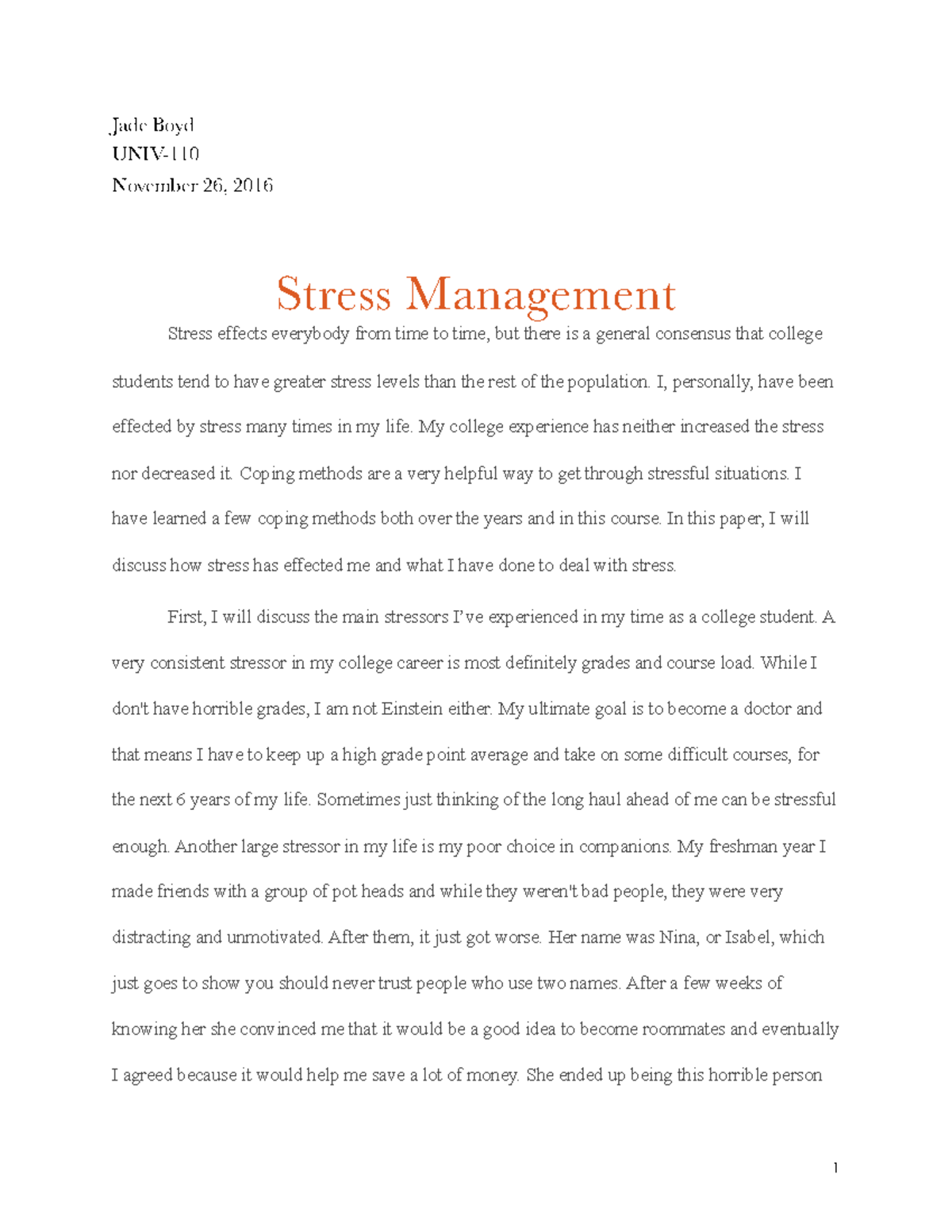 stress management essay introduction