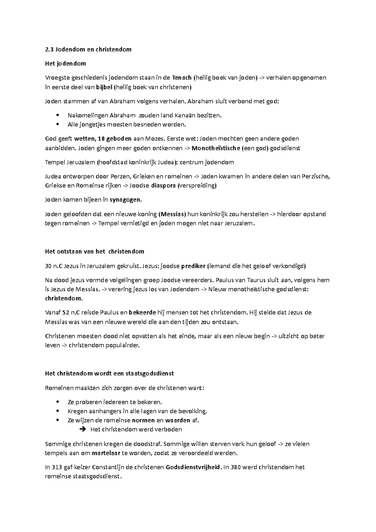 Samenvatting Ges - 2 Jodendom En Christendom Het Jodendom Vroegste ...