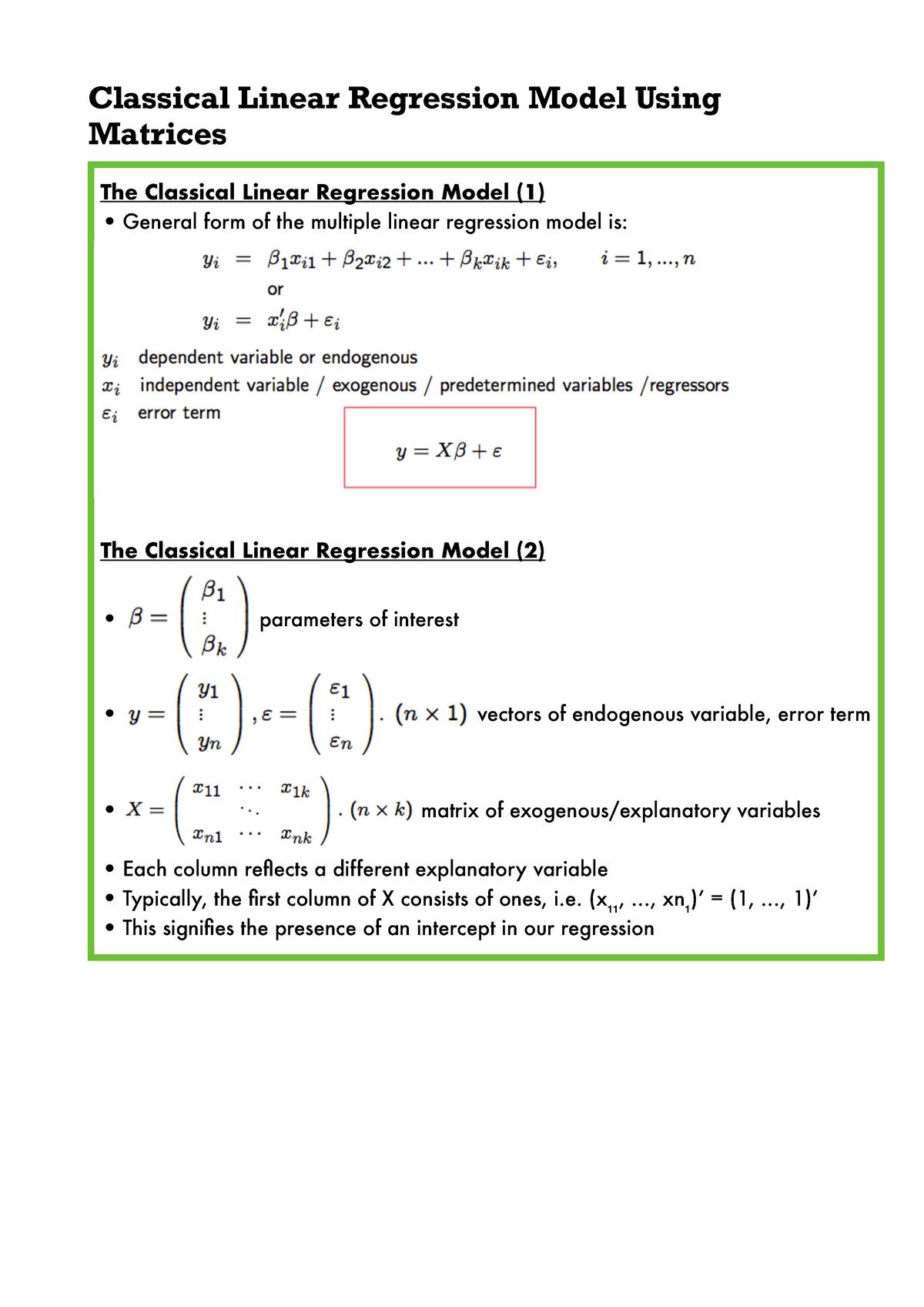 classical-linear-regression-model-using-matrices-classical-linear