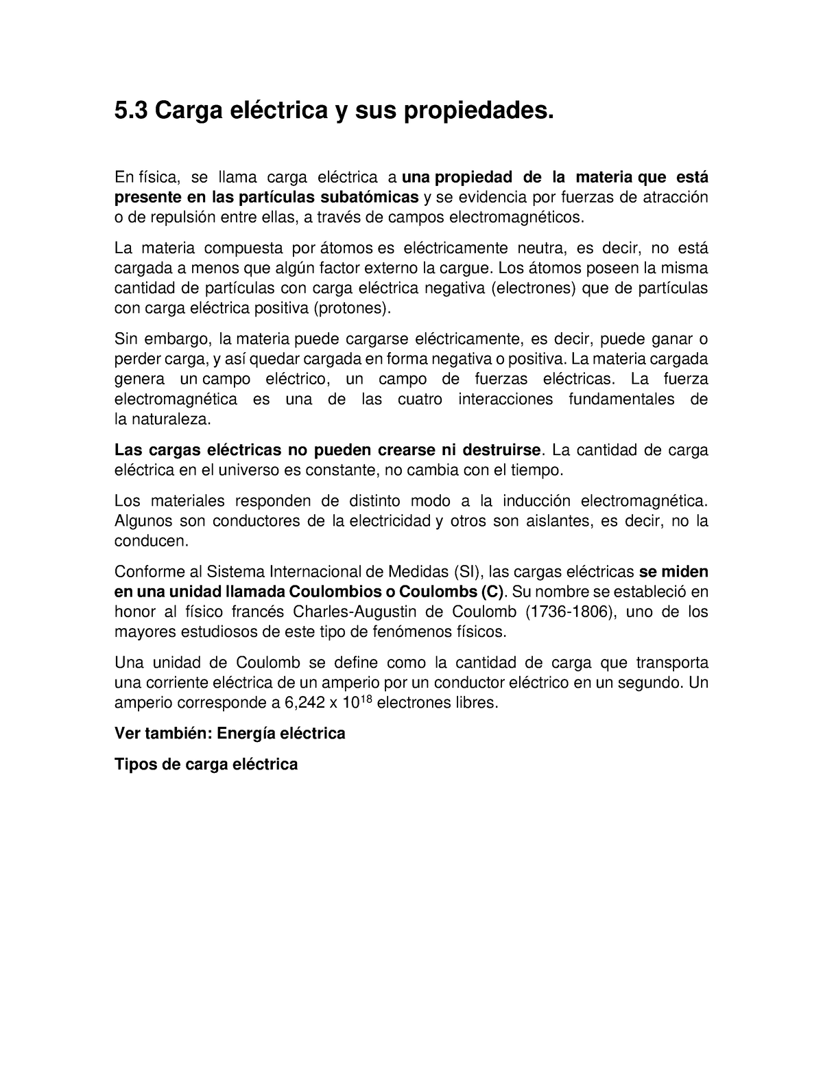 5.3 Carga Eléctrica Y Sus Propiedades - En Física, Se Llama Carga ...