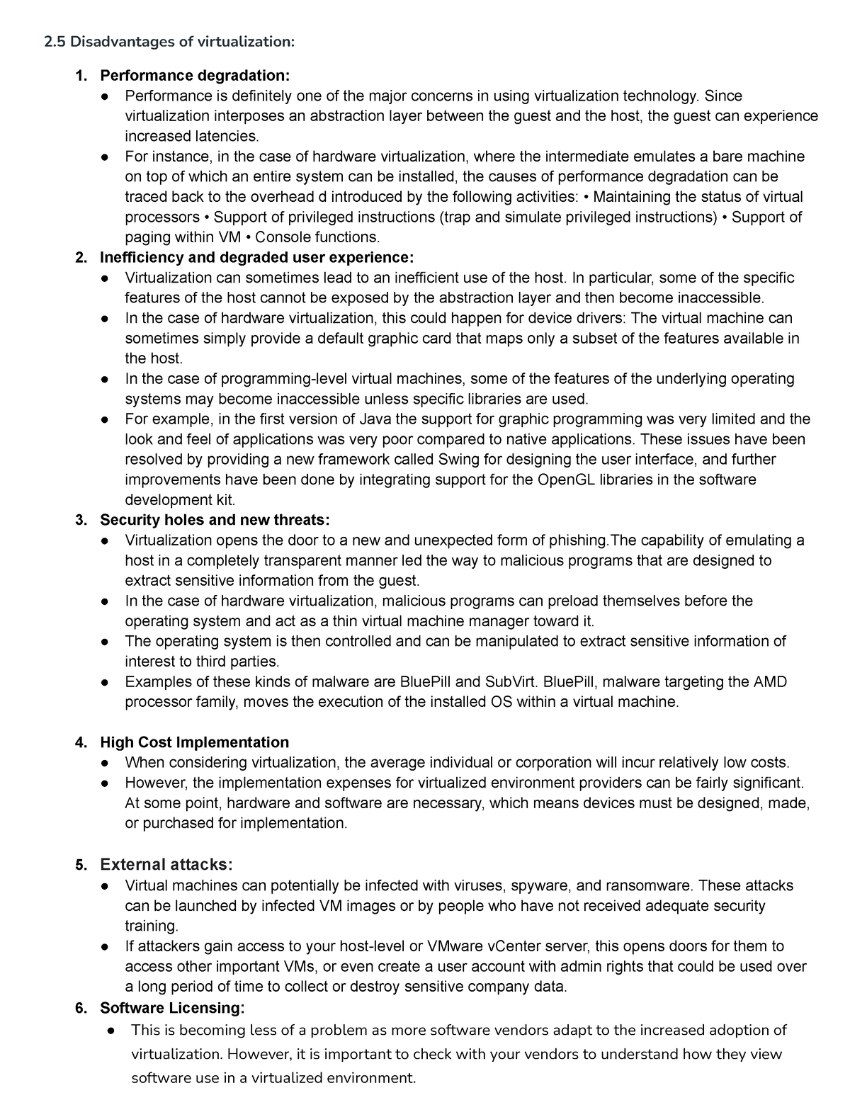 CC.Unit no.2.5 Disadvantages of virtualization - 2 Disadvantages of ...