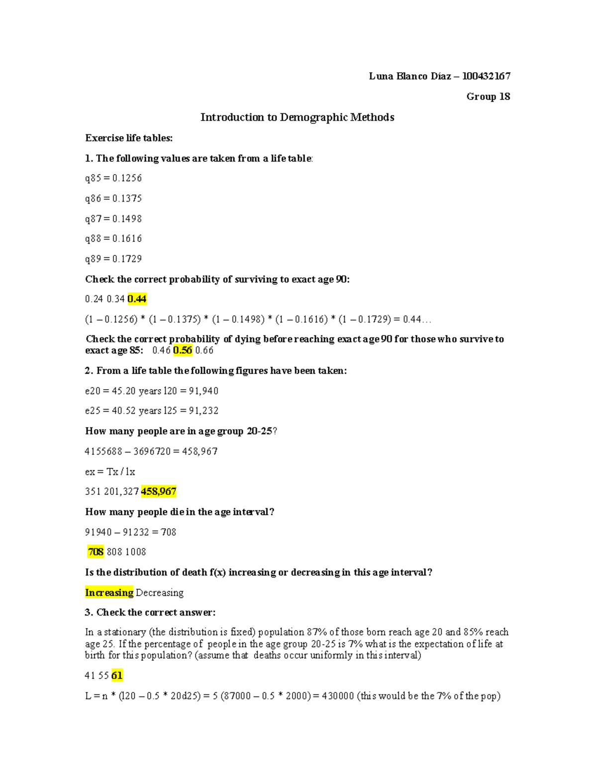 Exercise life tables - Ejercicios sobre el tema de las tablas de vida ...