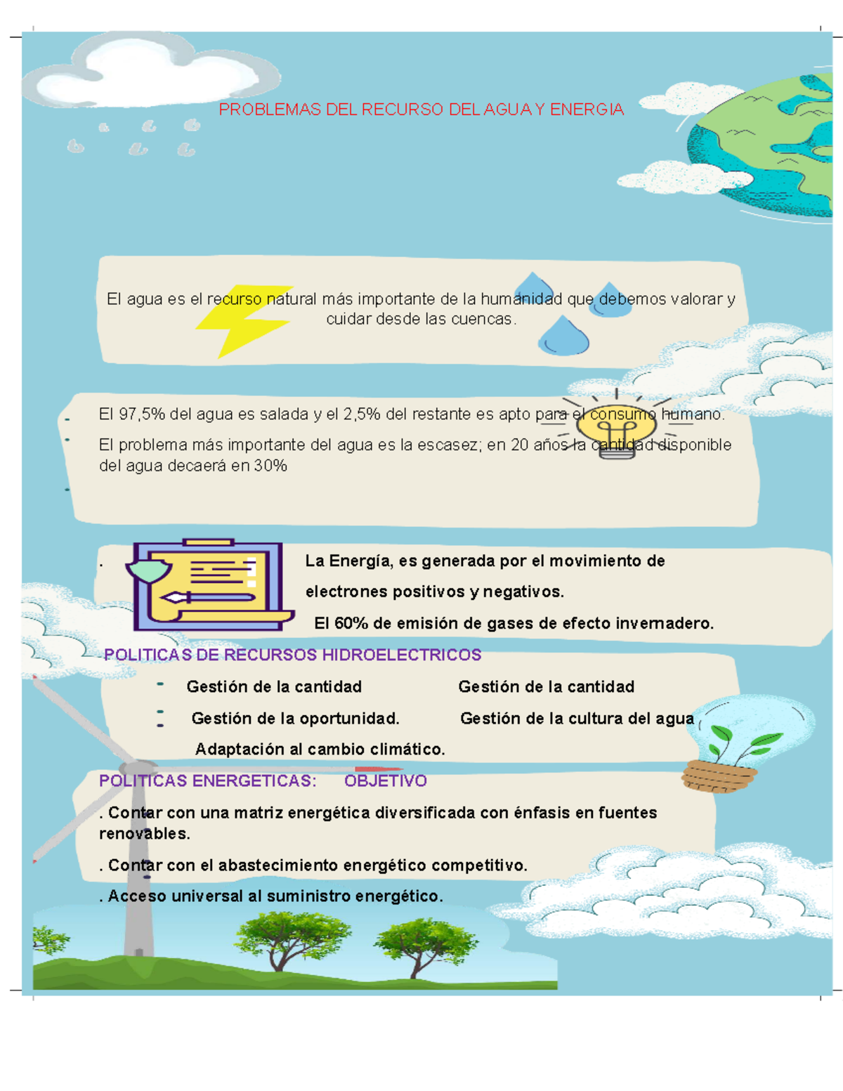 Problemas DEL Recurso DEL AGUA Y Energia - PROBLEMAS DEL RECURSO DEL ...