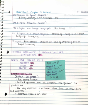 TESL Lecture - Week 1 ( August _25 Learners as Reasons. toy learning ...