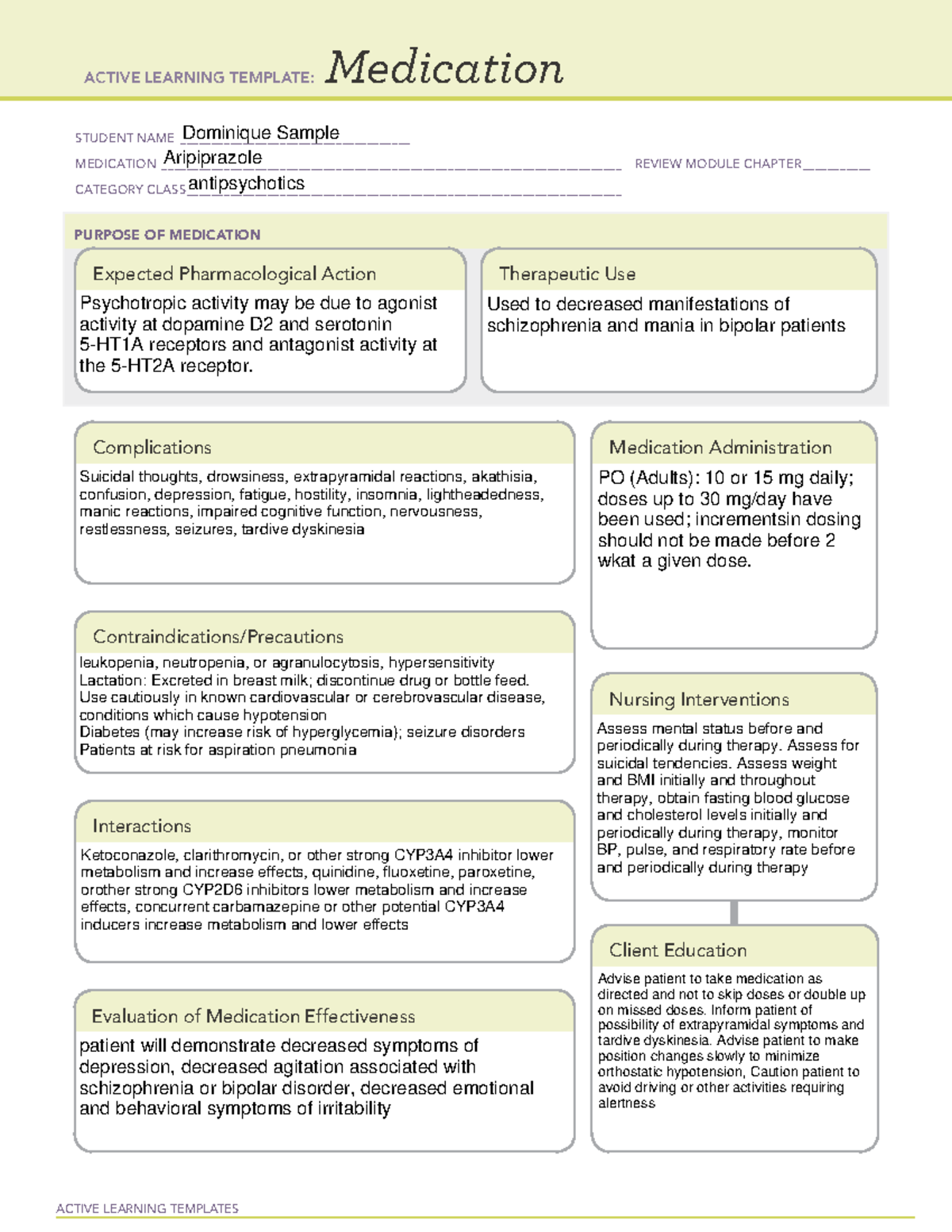 Aripiprazole Active Learning Template - ACTIVE LEARNING TEMPLATES ...