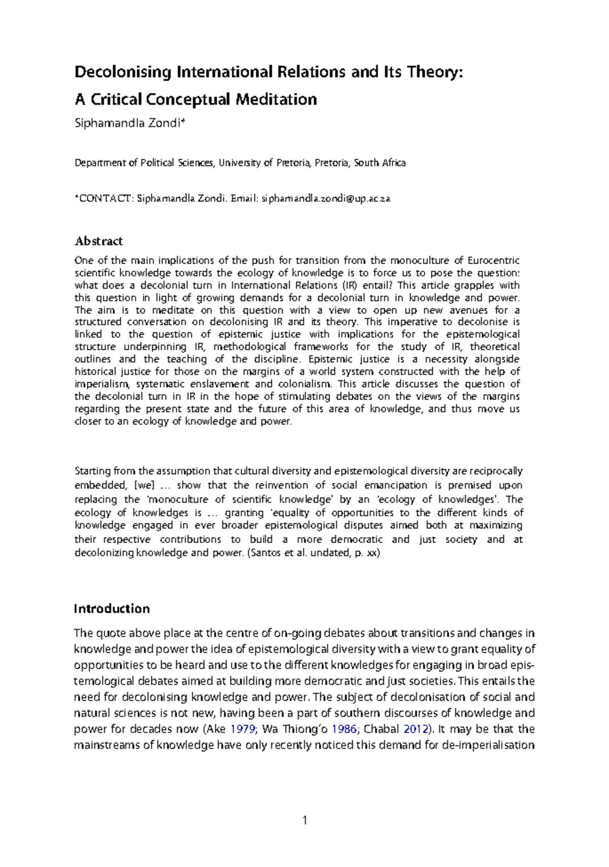 Decolonizing IR - study notes for international relations ...