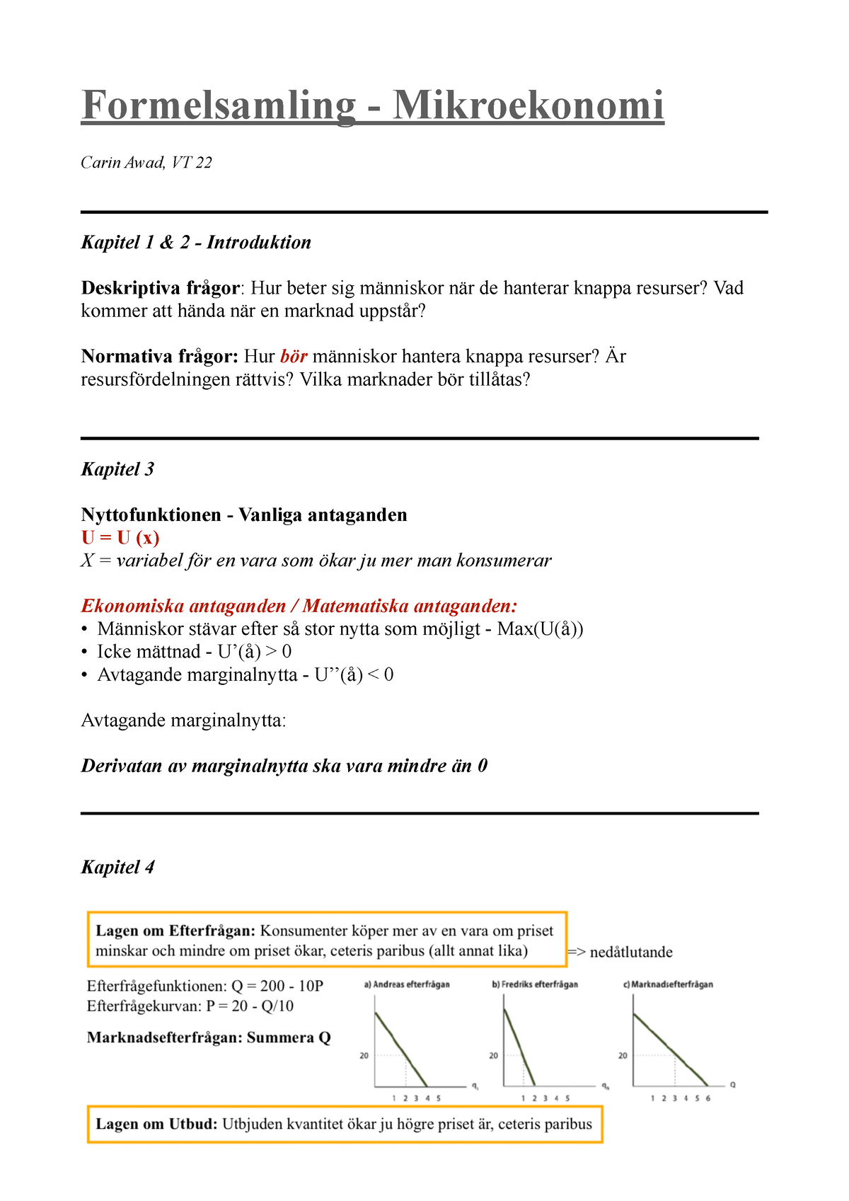 Formelsamling - Mikroekonomi Neka12 2 - Formelsamling - Mikroekonomi ...