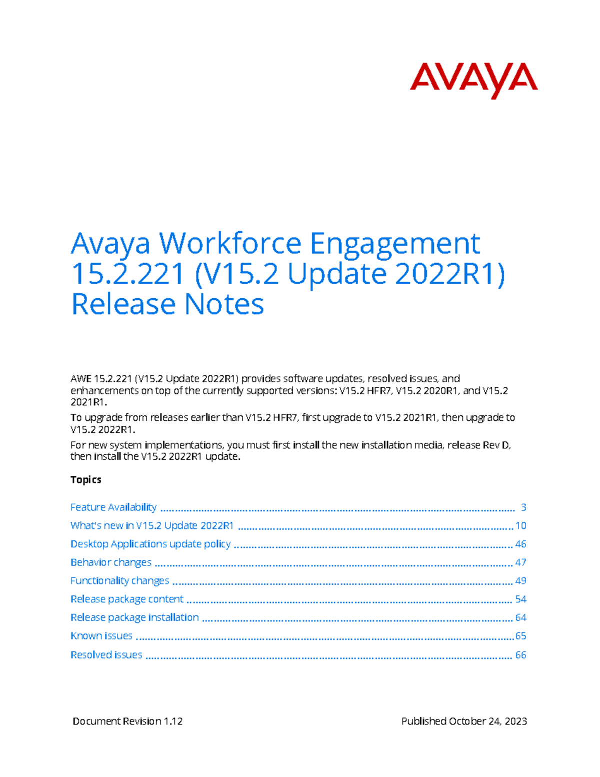 Avaya IX WEM V15 2 2022R1 Release Notes - Document Revision 1 Published ...