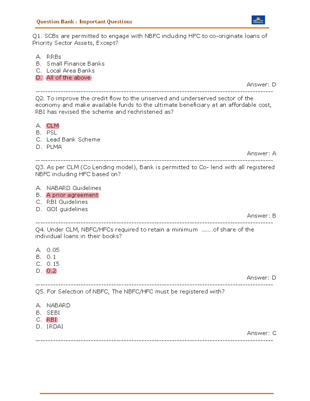 Imp Questions 637-Final - Question Bank : Important Questions Q1. SCBs ...