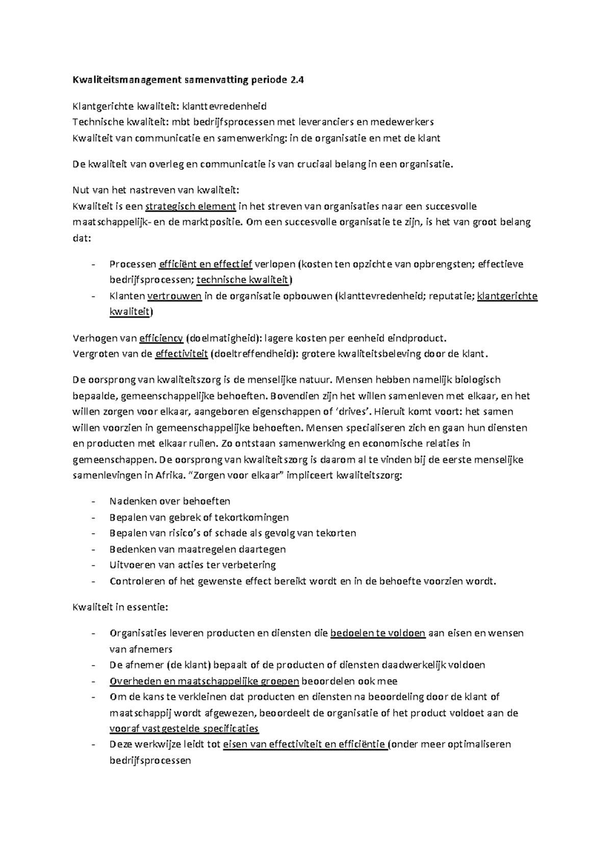 Samenvatting Kwaliteitsmanagement - Kwaliteitsmanagement Samenvatting ...