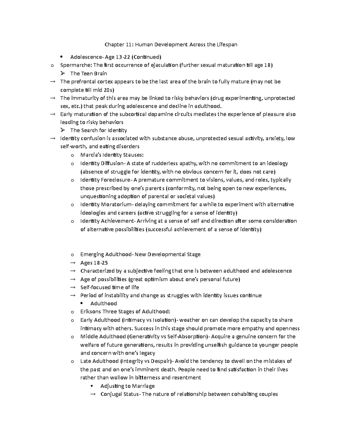 Intro to Psych Chapter 11 Notes part 2 - Chapter 11: Human Development ...