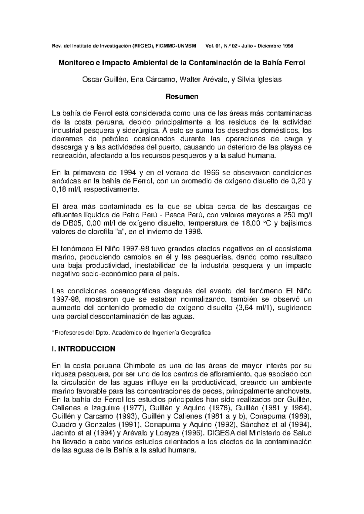 Contaminacion ambiental chimbote - Rev. del Instituto de Investigación ...