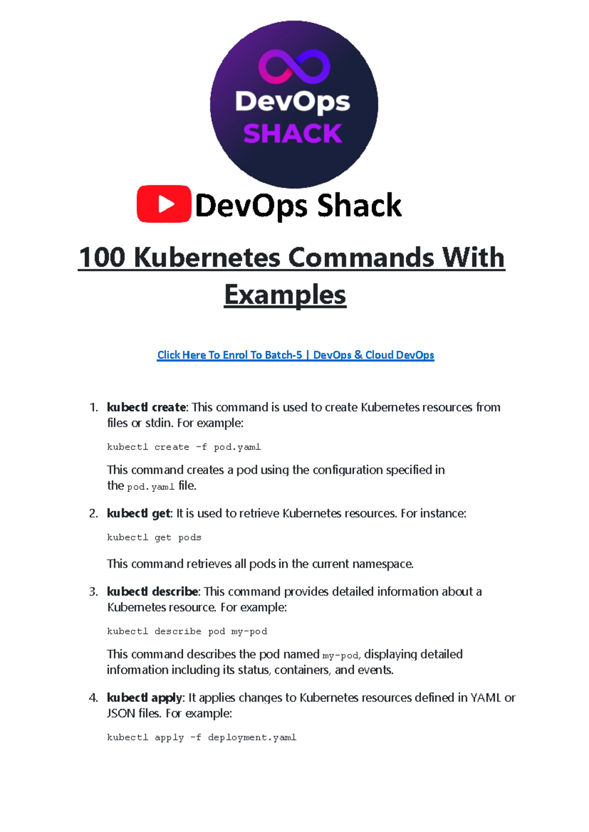 100 Kubernetes Commands -1 - DevOps Shack 100 Kubernetes Commands With ...