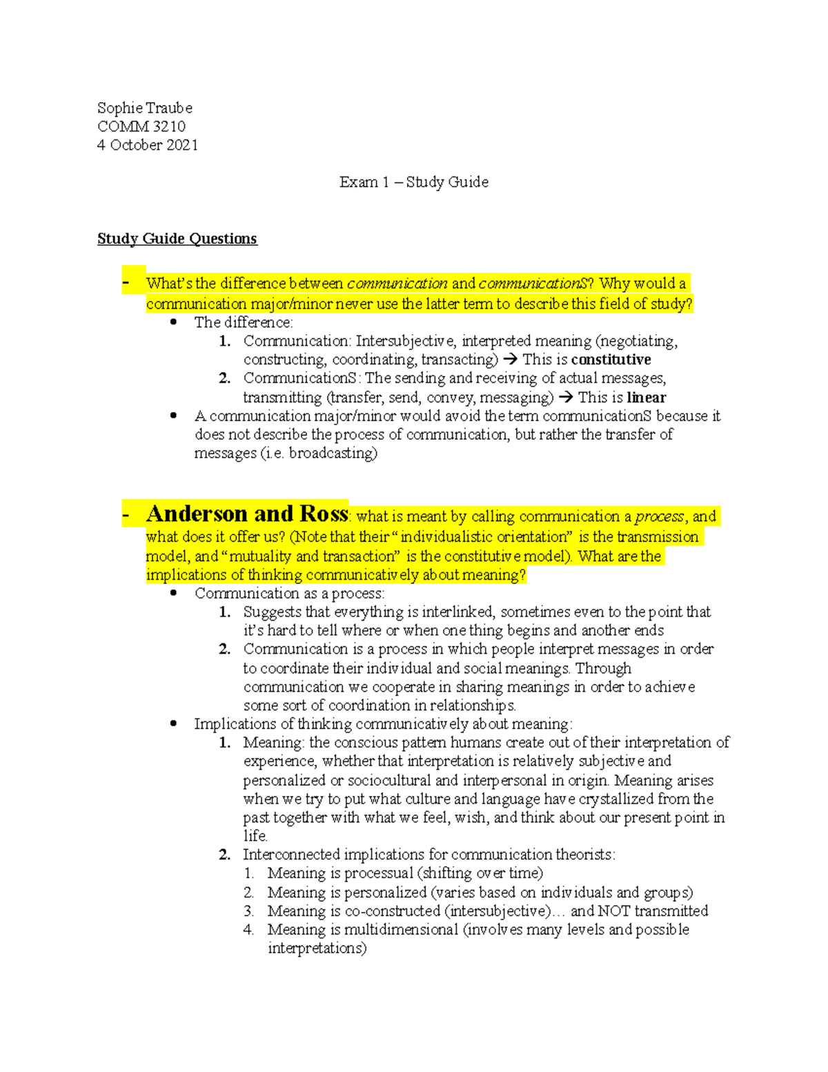 communication theory assignments