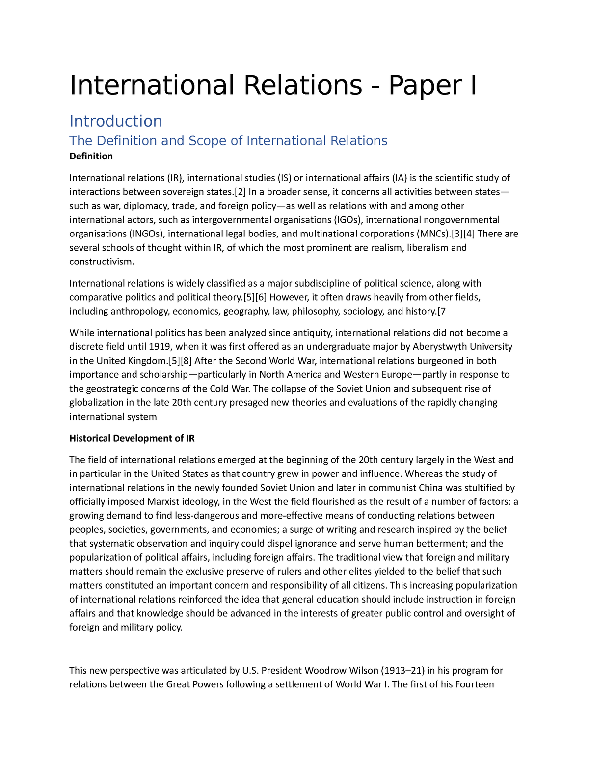 research paper on international relations