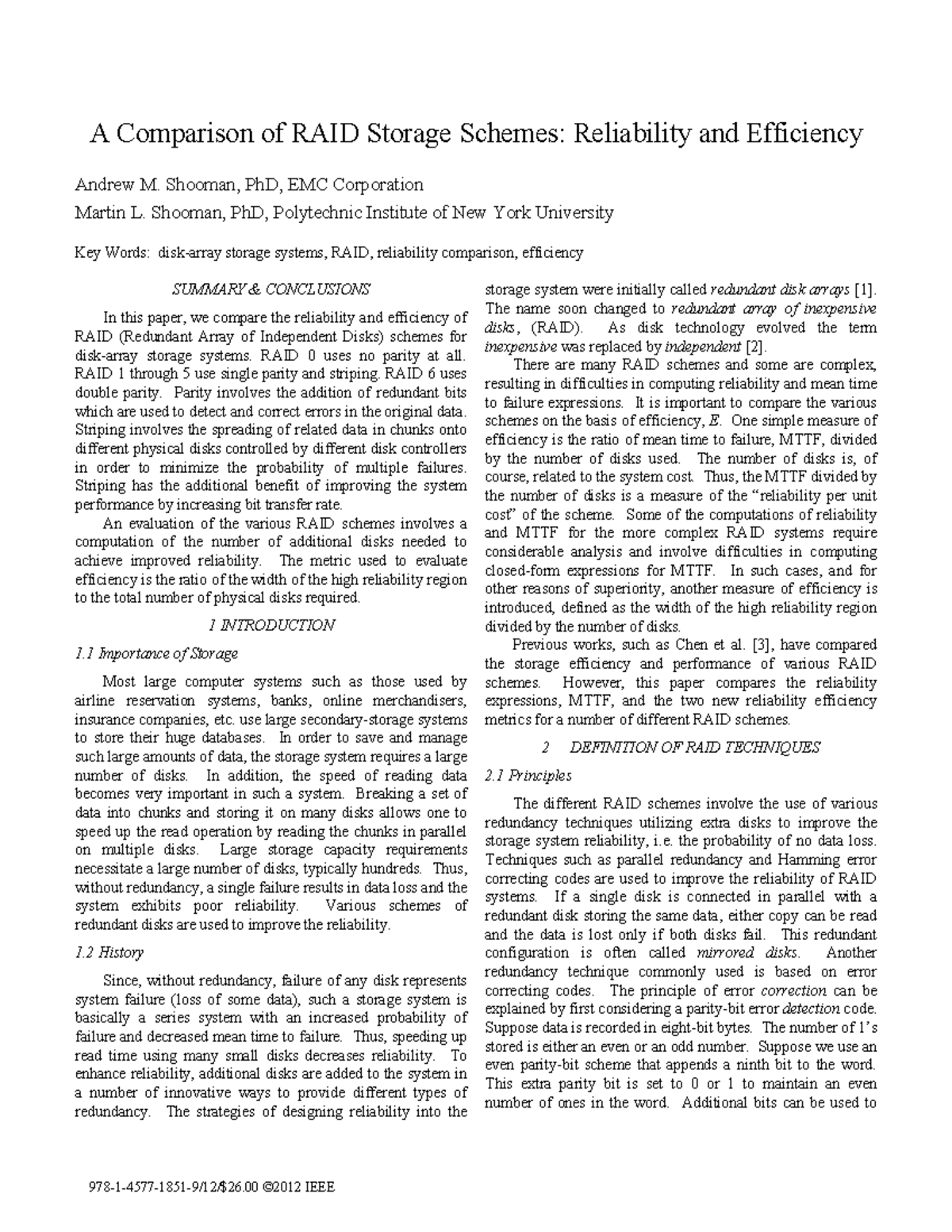 A comparisson of RAID storage schemes - A Comparison of RAID Storage ...