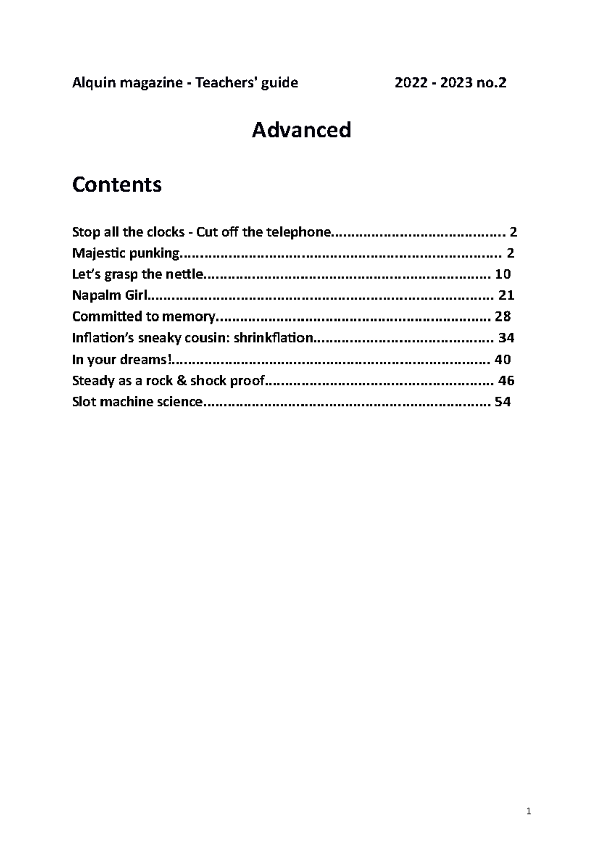 antwoorden alquin Advanced Alquin magazine Teachers' guide 2022