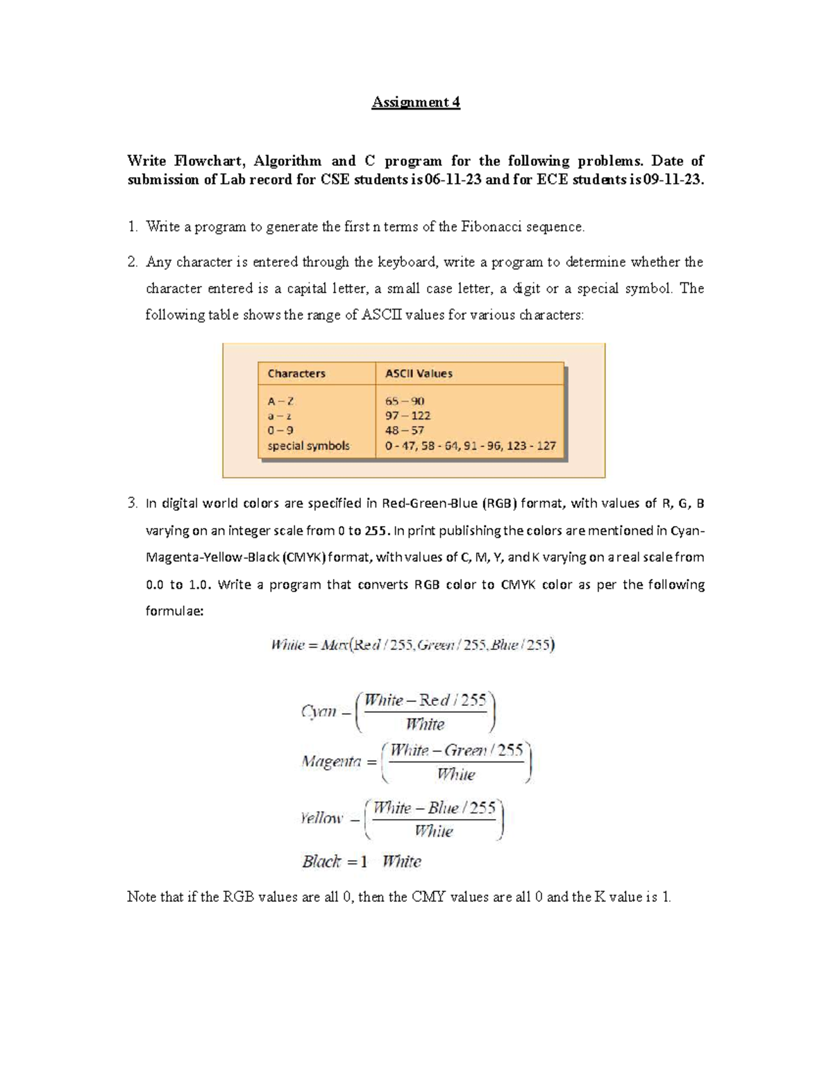 Assignment 4 - Date of submission of Lab record for CSE students is 06 ...