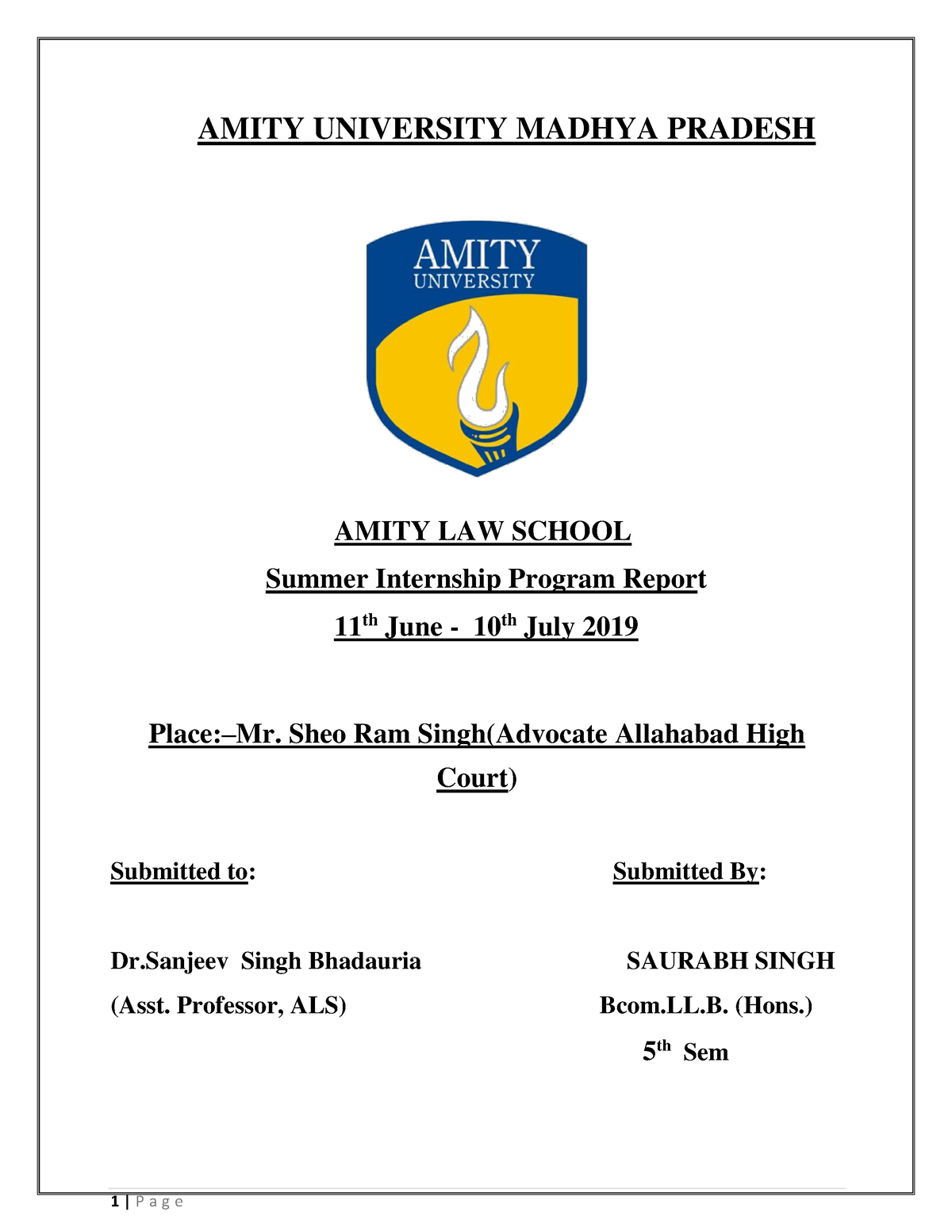 Summer Internship Report Compress AMITY UNIVERSITY MADHYA PRADESH   Thumb 1200 1553 