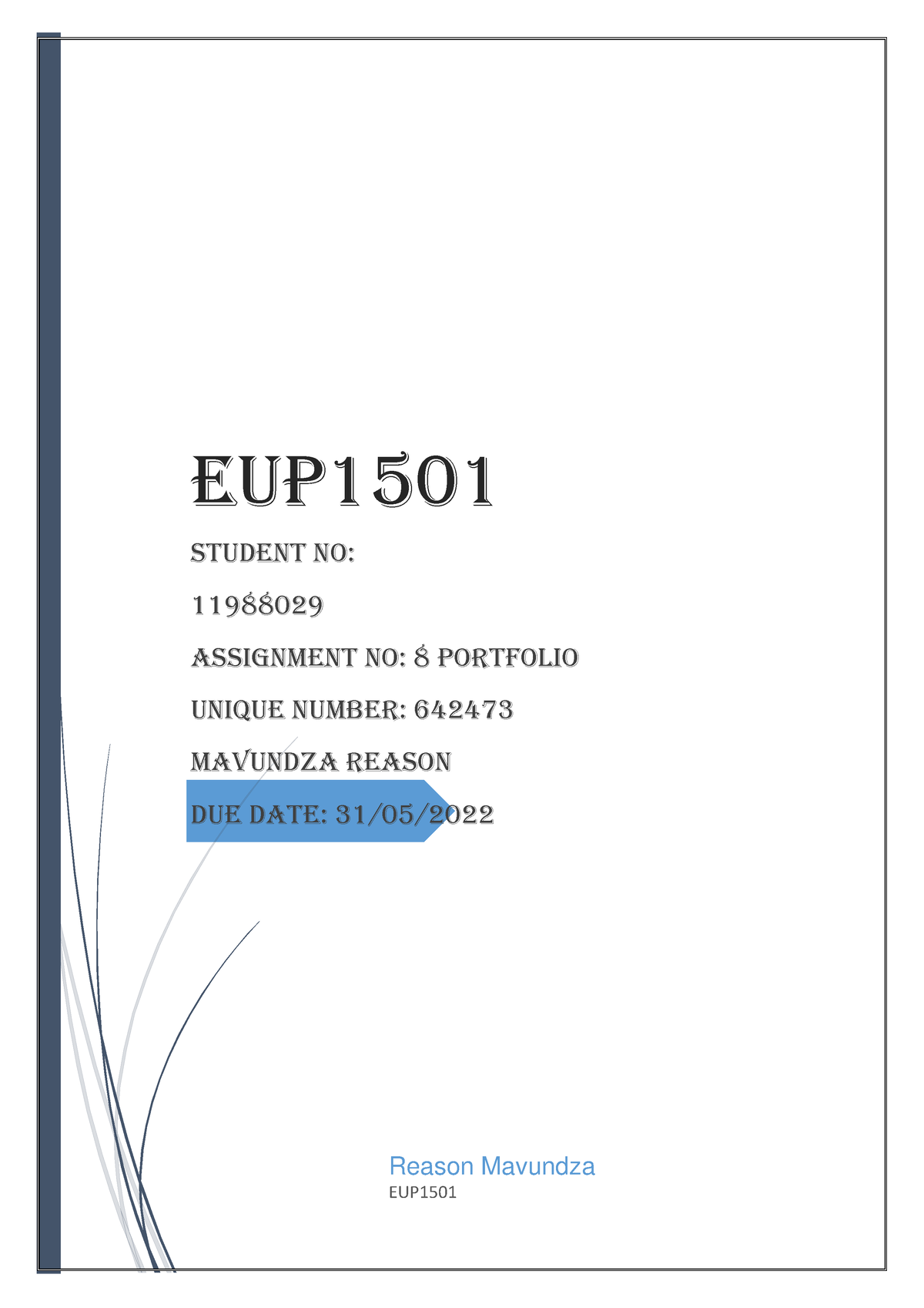 eup1501 assignment 8 2022 answers