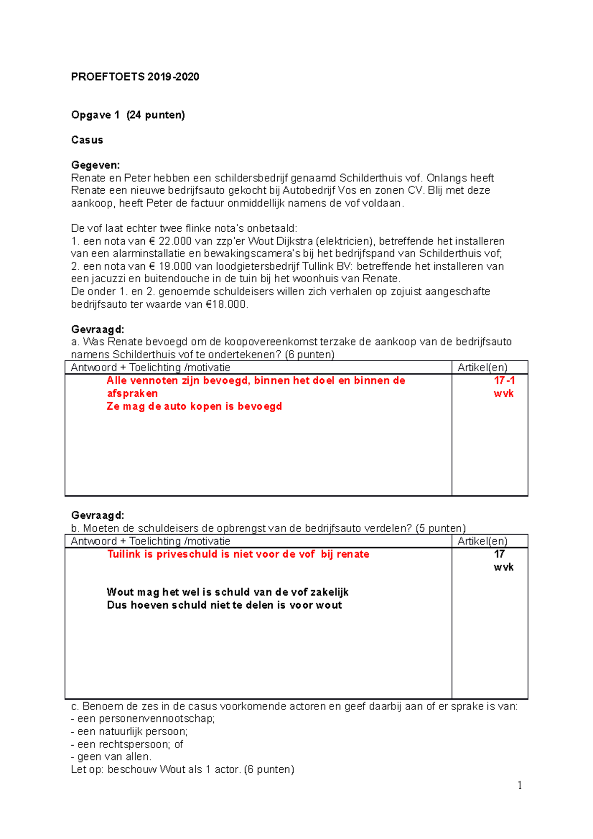 Proef/oefen Tentamen 2019, Vragen En Antwoorden - PROEFTOETS 2019 ...