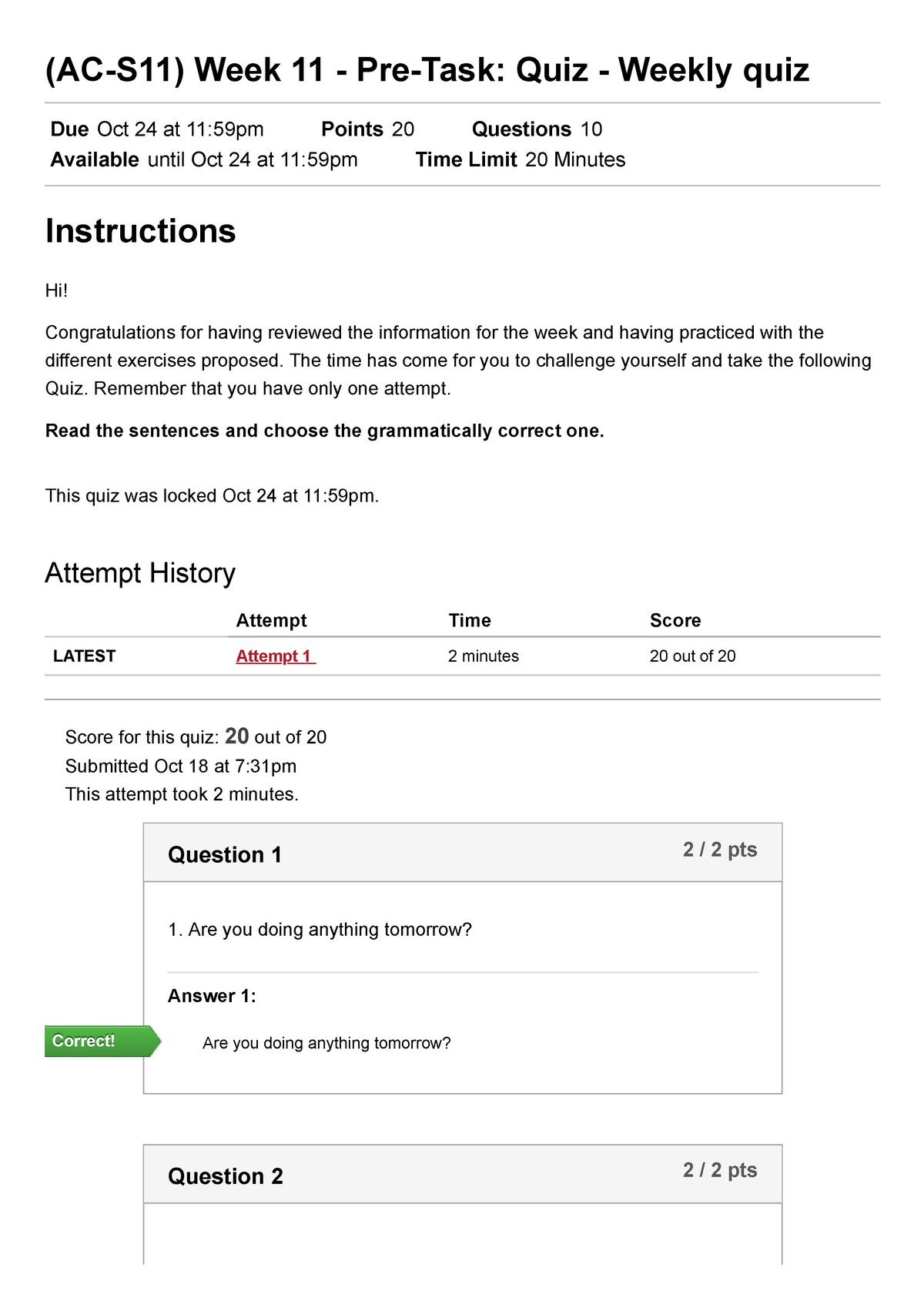 (AC-S11) Week 11 - Pre-Task Quiz - Weekly Quiz Ingles IV (21655) - (AC ...