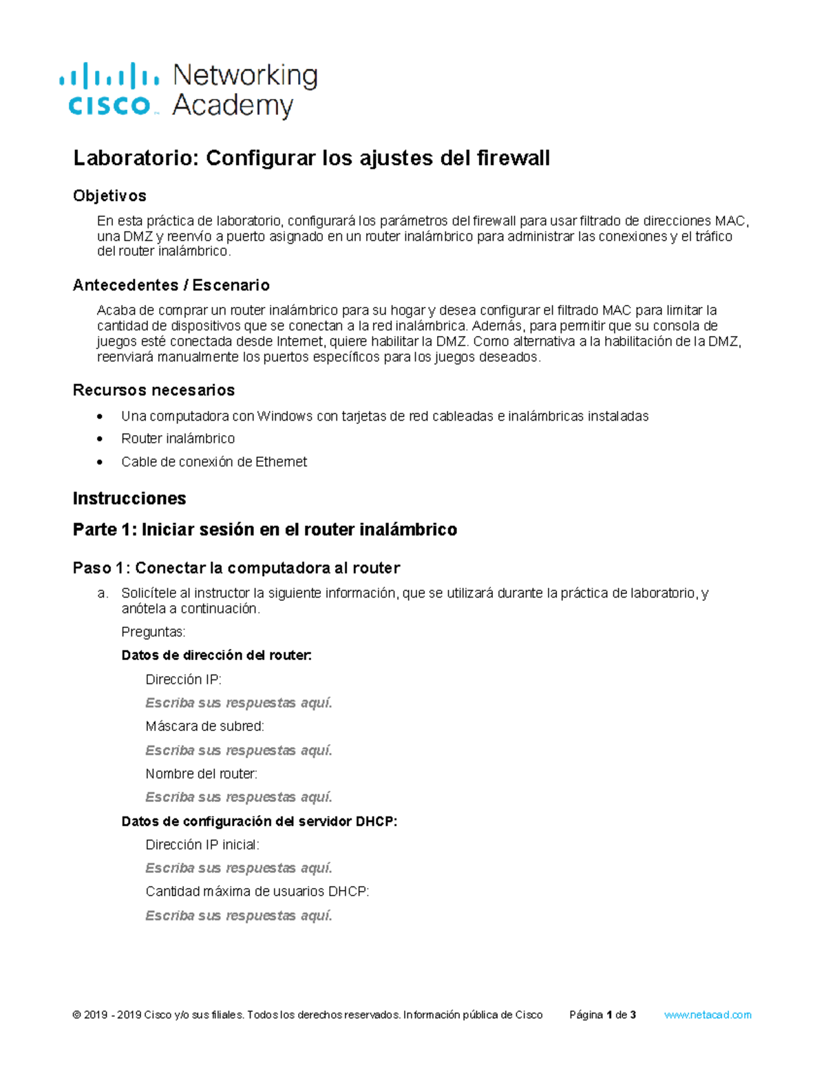 6.1.4.8 Lab - Configure Firewall Settings - Laboratorio: Configurar los ...