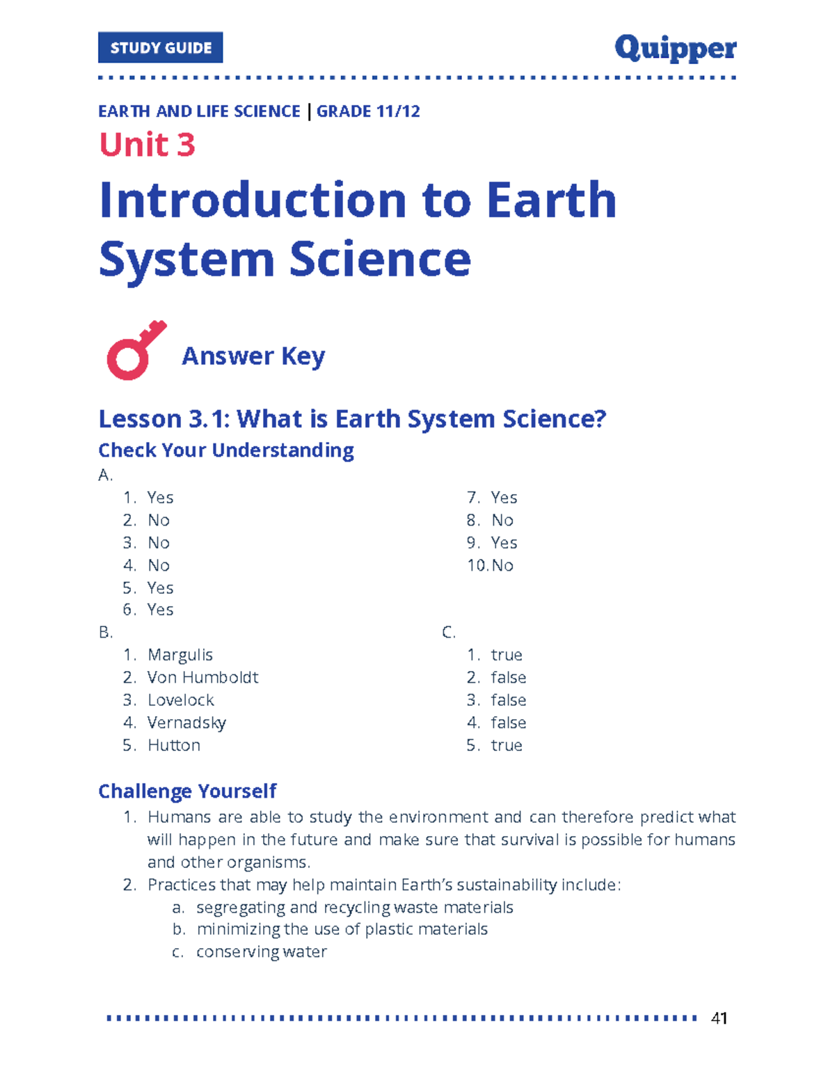 A Deep History Of Life On Earth Answer Key 03. ELS SHS Unit 3 Introduction to Earth System Science (Answer Key