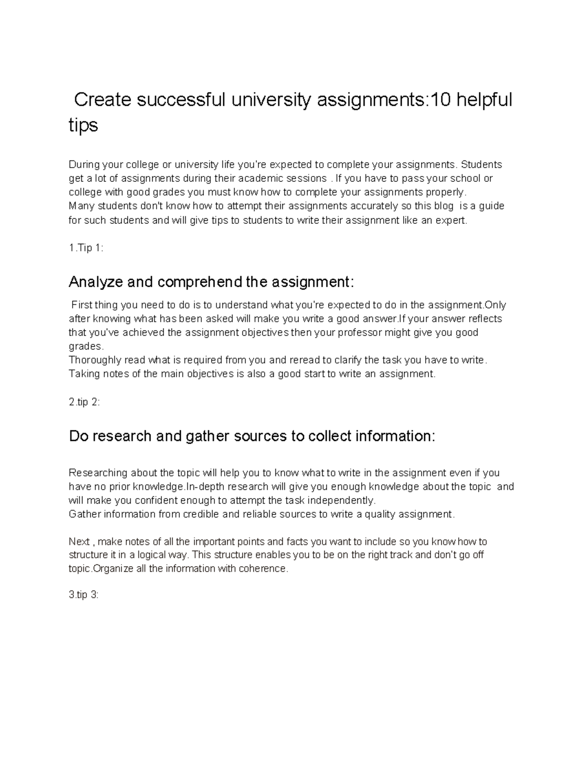 Create successful university assignments 10 helpful tips - Create ...