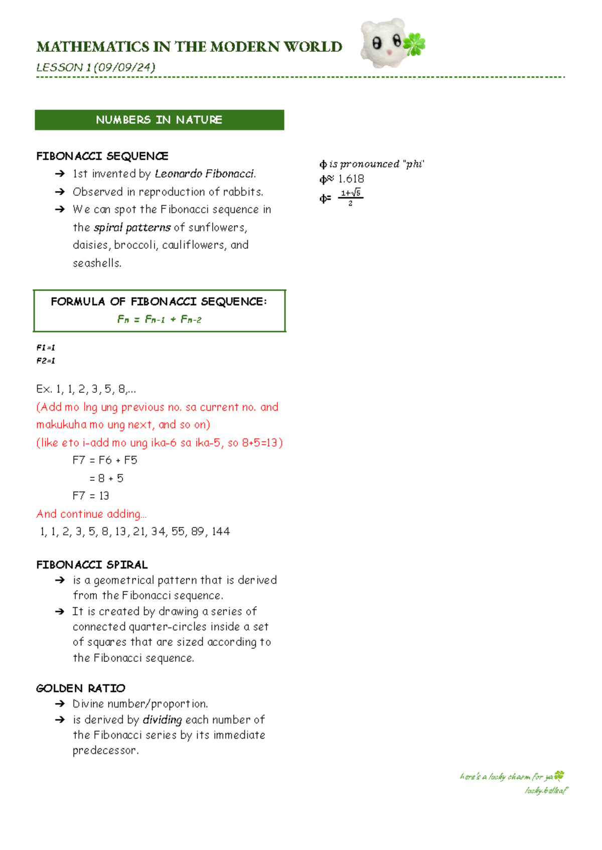 MWM - Lesson 1 2-2 - MMW notes - MATHEMATICS IN THE MODERN WORLD LESSON ...