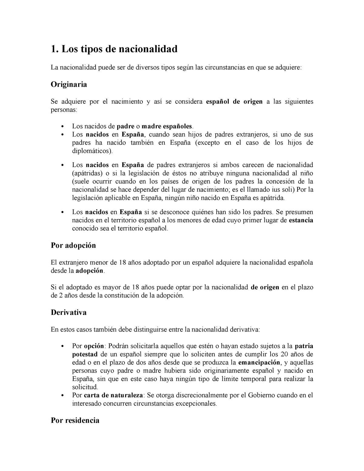 Tipos De Nacionalidad - Apuntes 10 - 1. Los Tipos De Nacionalidad La ...