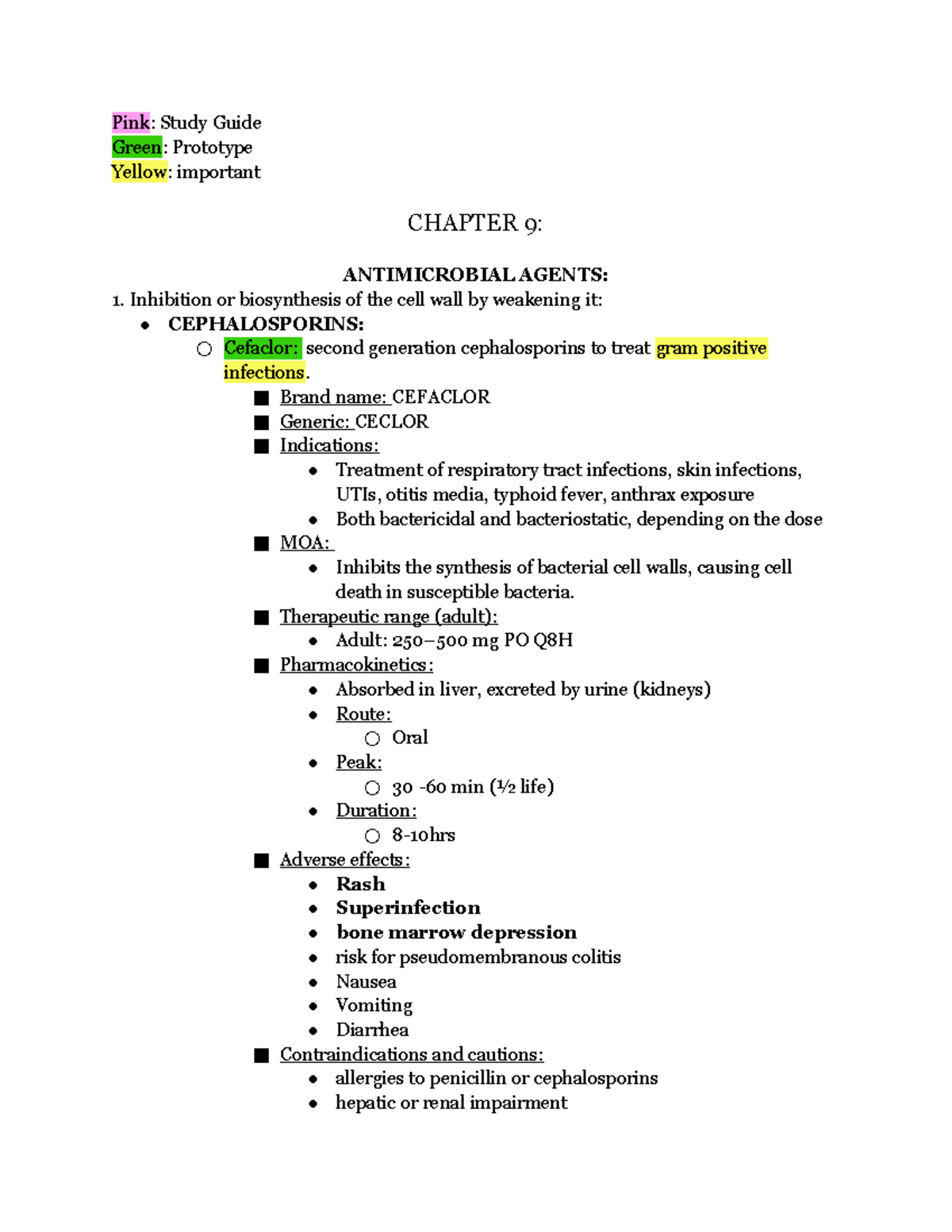 EXAM 1 SG - Exam 1 study guide - Pink: Study Guide Green: Prototype ...