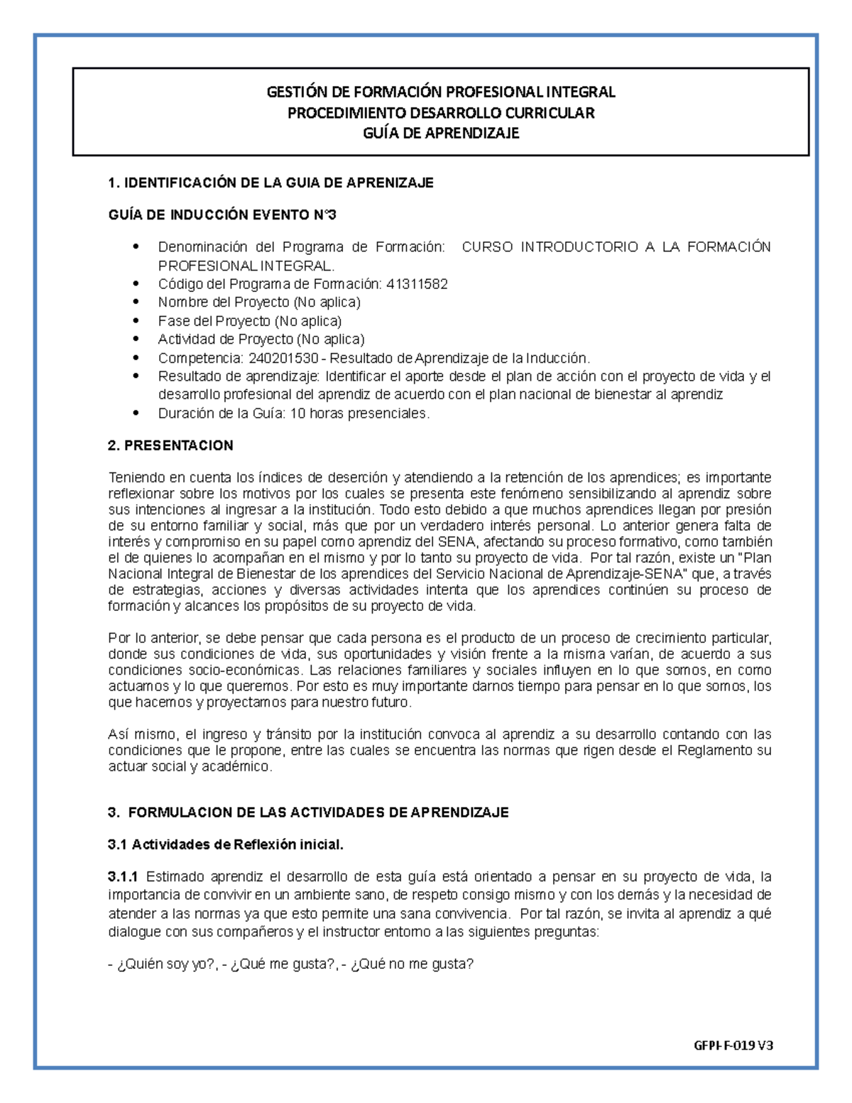 GFPI-F-019 Formato Guia de Aprendizaje No. 3 Induccion - GESTIÓN DE ...