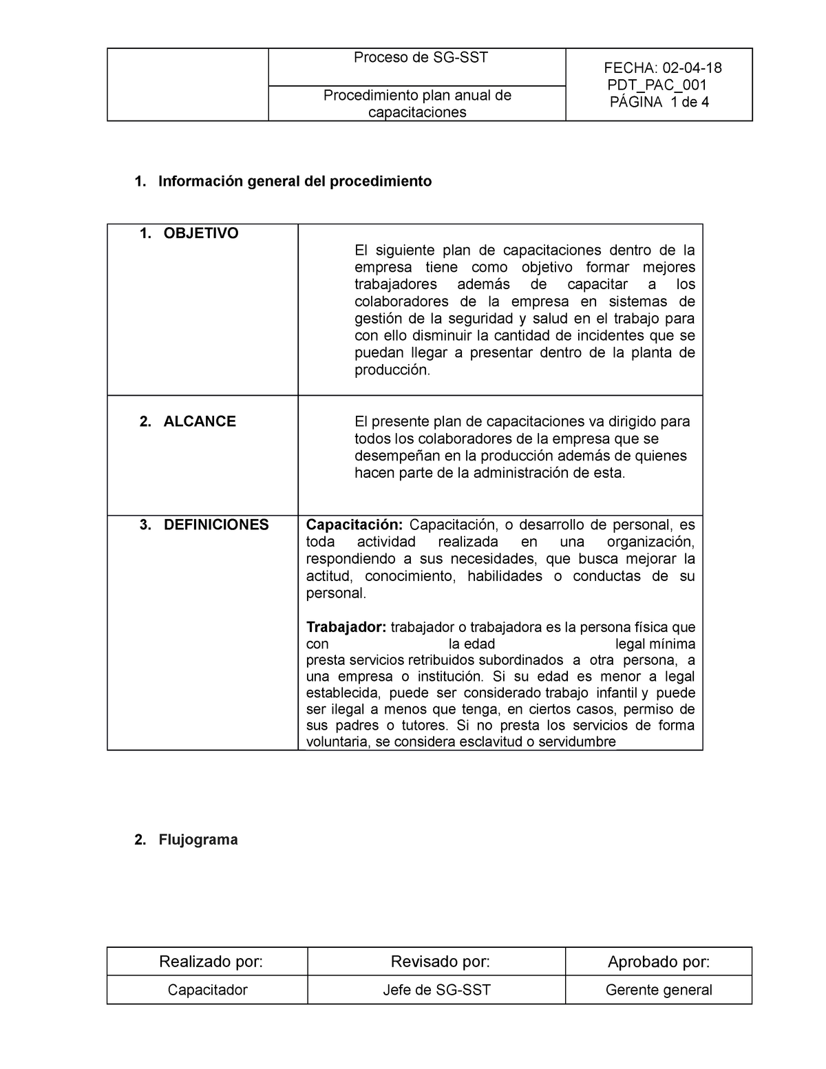 Procedimiento plan anual de capacitaciones PDT PAC 001 - FECHA: 02-04-  PDT_PAC_ Procedimiento plan - Studocu