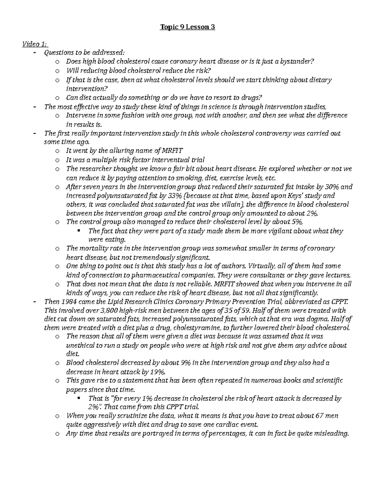 Topic 9 Lesson 3 - Topic 9 Lesson 3 Video 1: Questions to be addressed ...