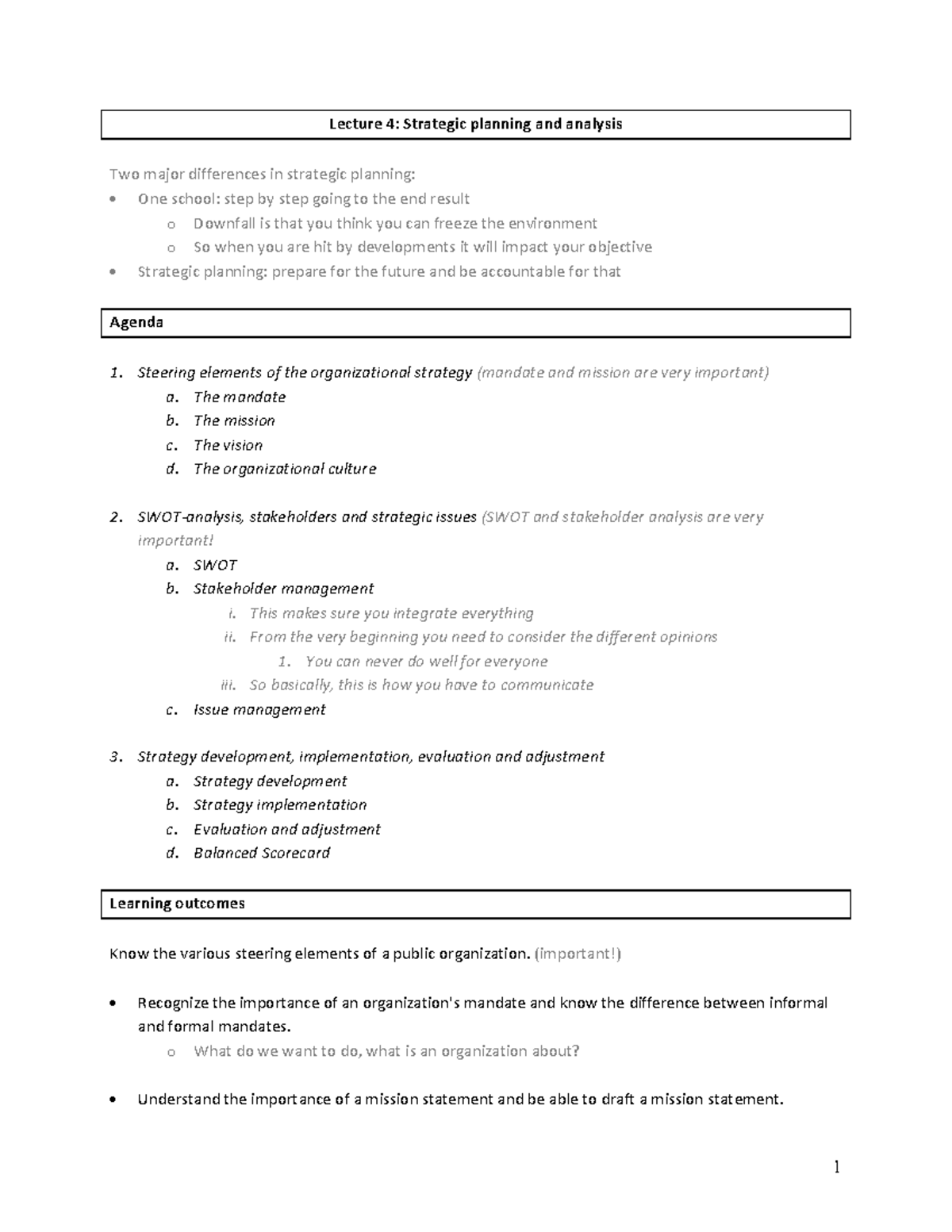 CJM 4 strategic planning Lecture 4 Strategic planning and analysis