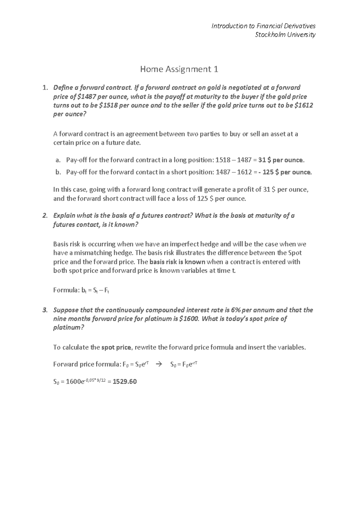 financial derivatives homework help