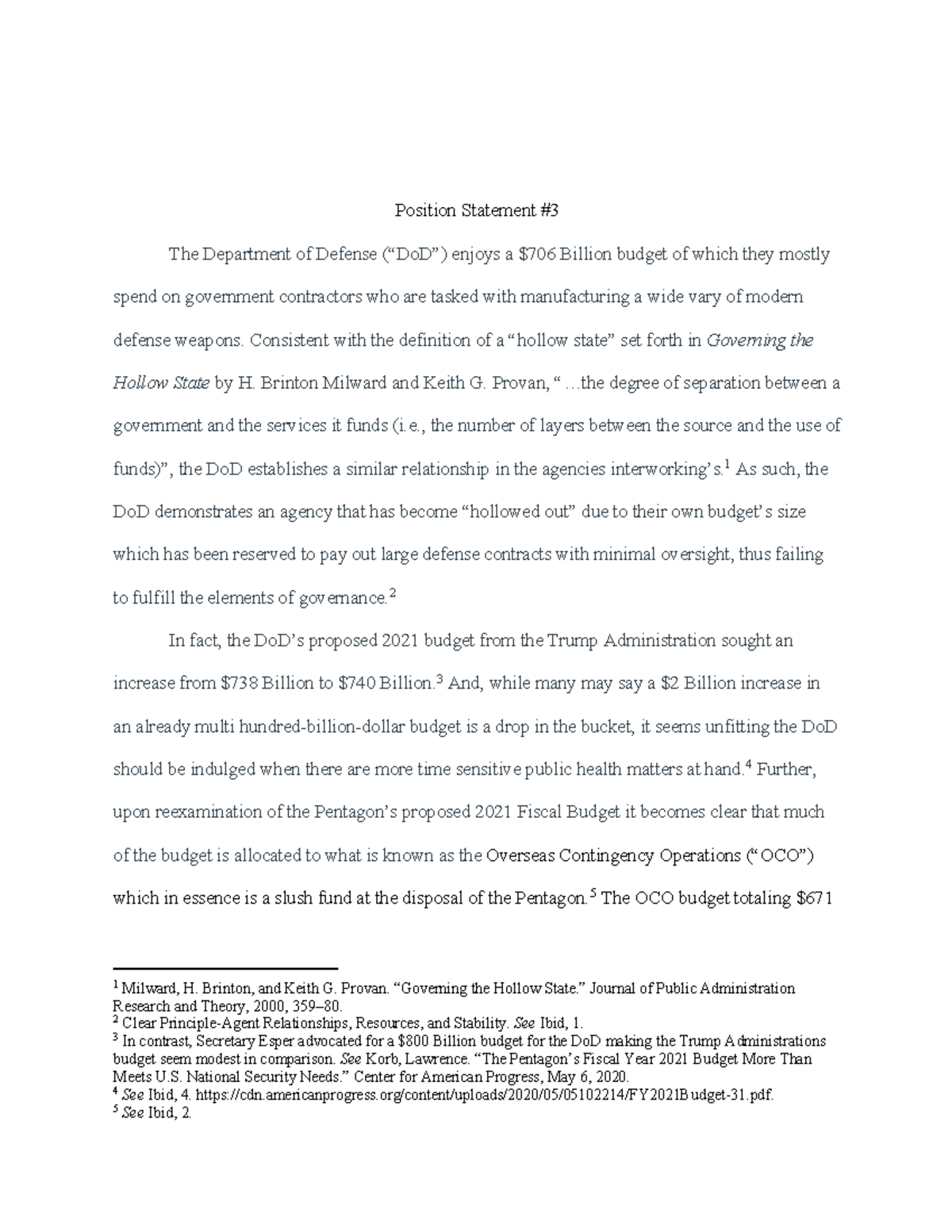 2021-02-27 Position Statement ^N3 - Position Statement # The Department ...