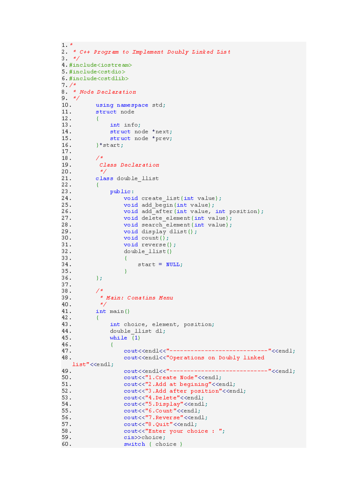 DLL - 1.* C++ Program to Implement Doubly Linked List / 4.#include 5.# ...