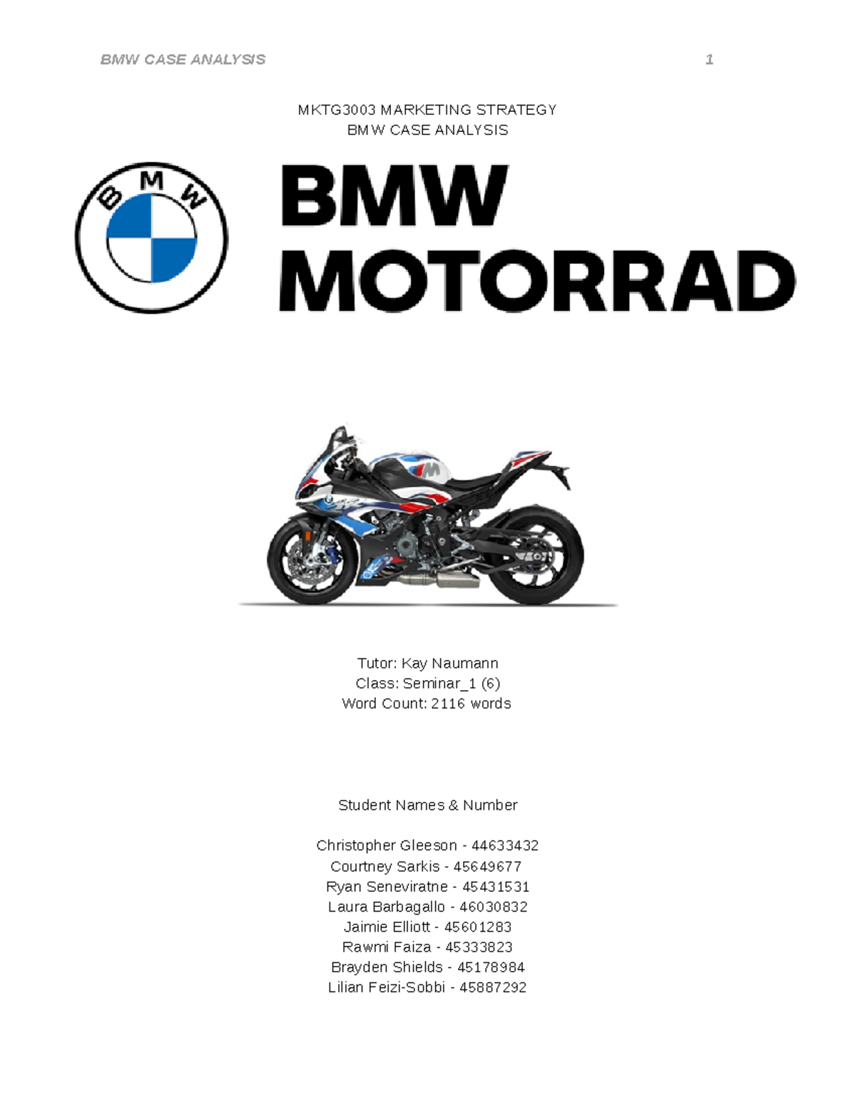 Bmw Period 2 Structure.docx - Mktg3003 Marketing Strategy Bmw Case 