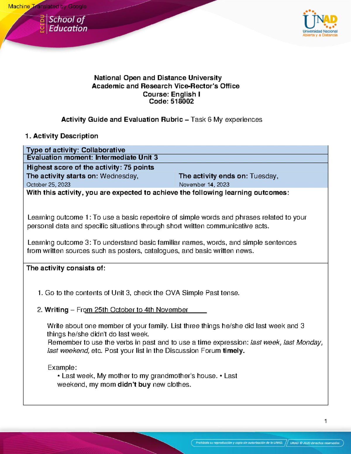 Activity Guide and Evaluation Rubric - Unit 3 - Task 6 - My experiences ...