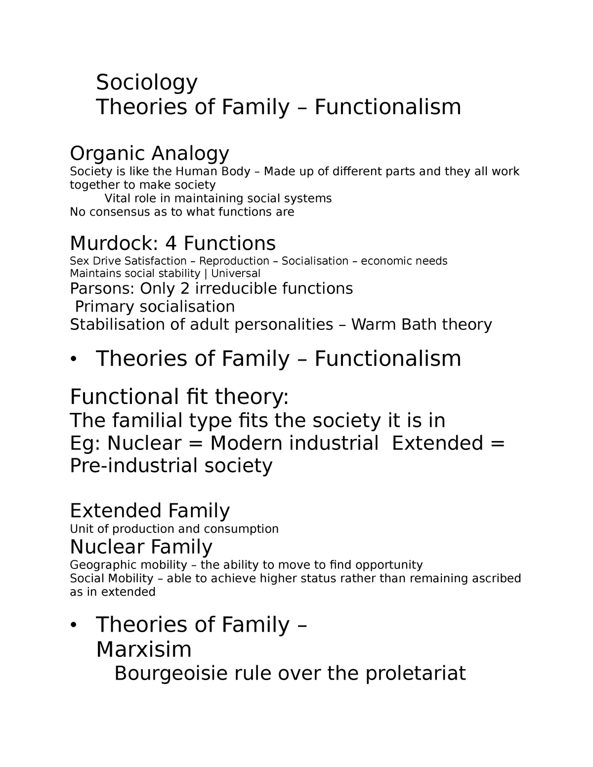 following structural functional theory the family