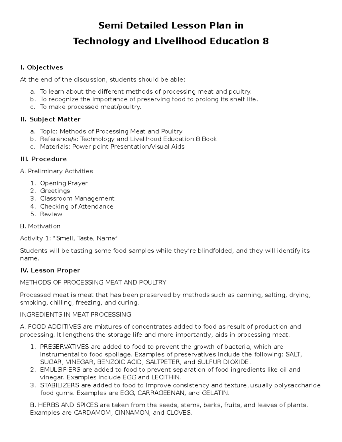 Semi Detailed Lesson Plan in TLE 8 - Semi Detailed Lesson Plan in ...