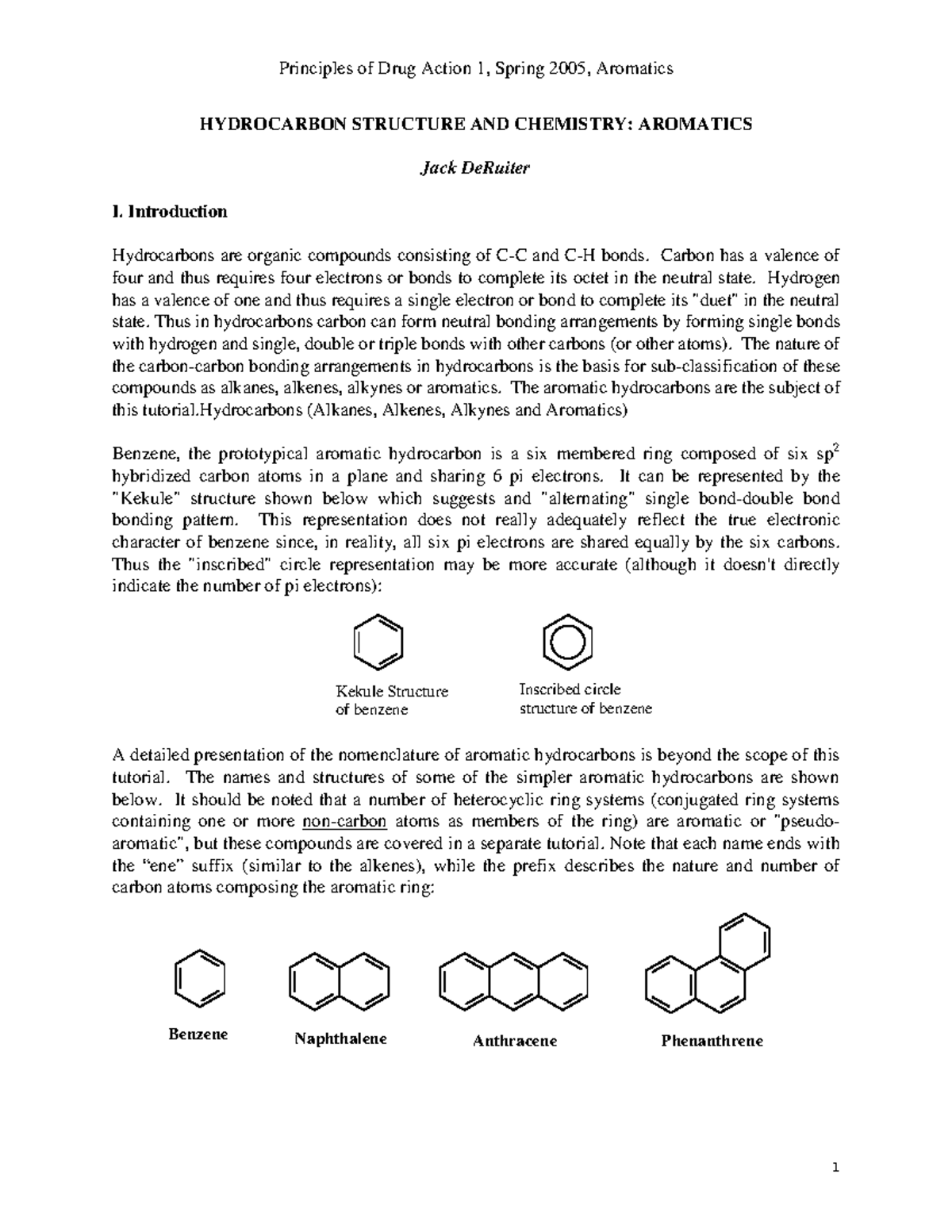 Pda1 aromatics - aromaticos - HYDROCARBON STRUCTURE AND CHEMISTRY ...