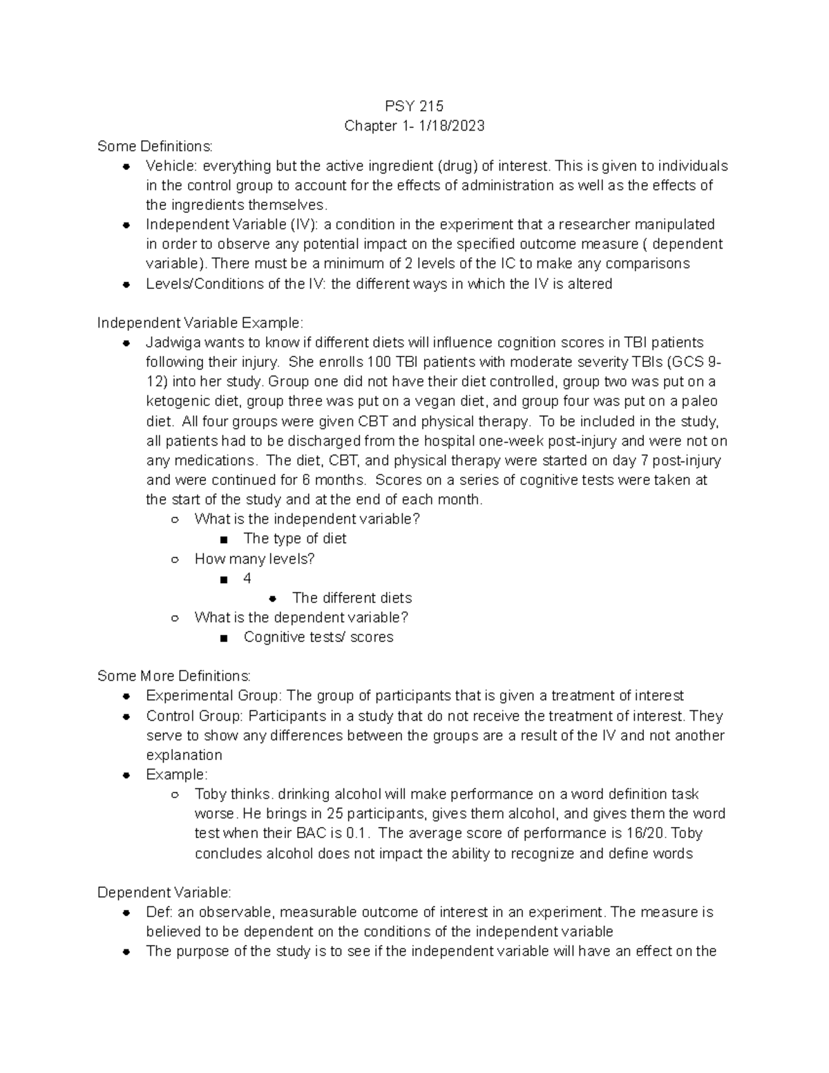 PSY 215 Ch1 1 18 2023 - Spring 2023 - PSY 215 Chapter 1- 1/18/ Some ...