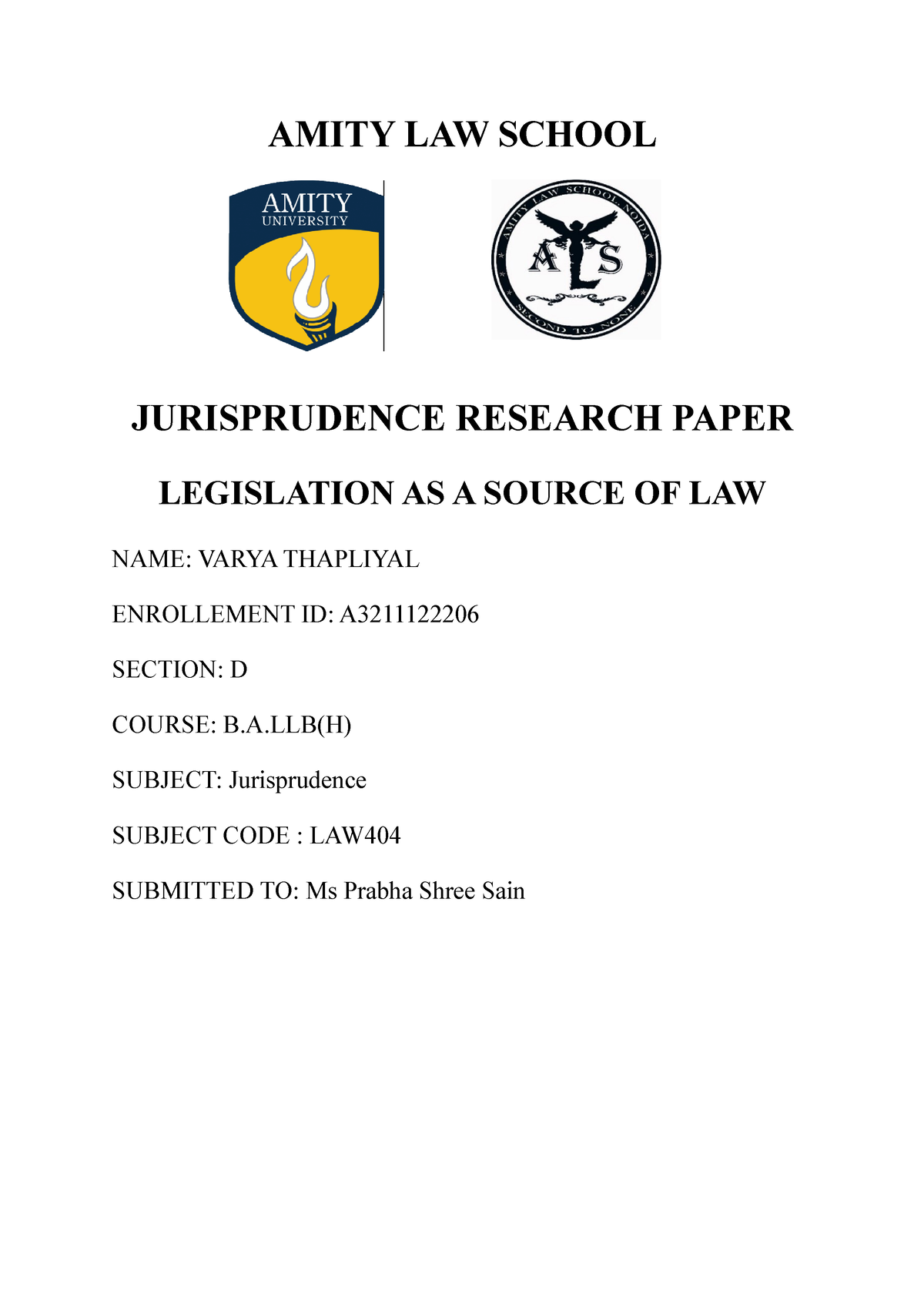 research paper for jurisprudence