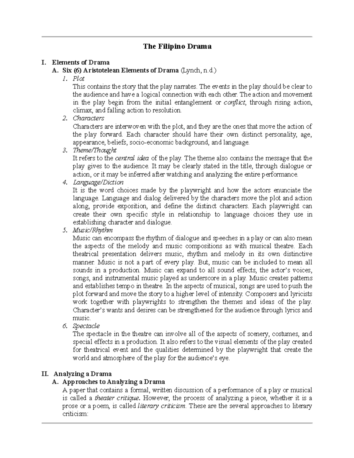 the-filipino-drama-elements-of-drama-a-six-6-aristotelean-elements
