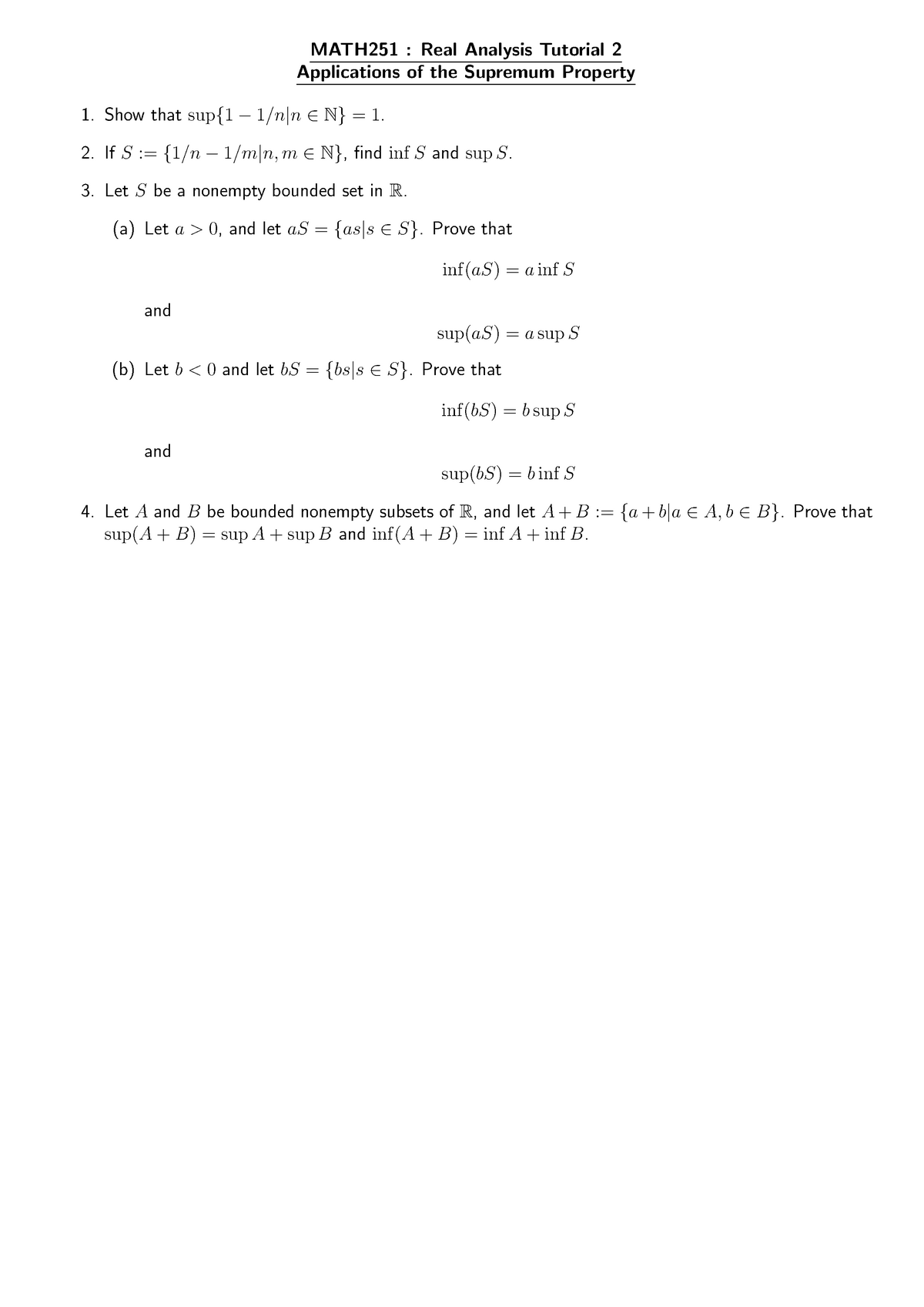 Math 251 - Real Analysis Tutorial 2 - MATH251 : Real Analysis Tutorial ...