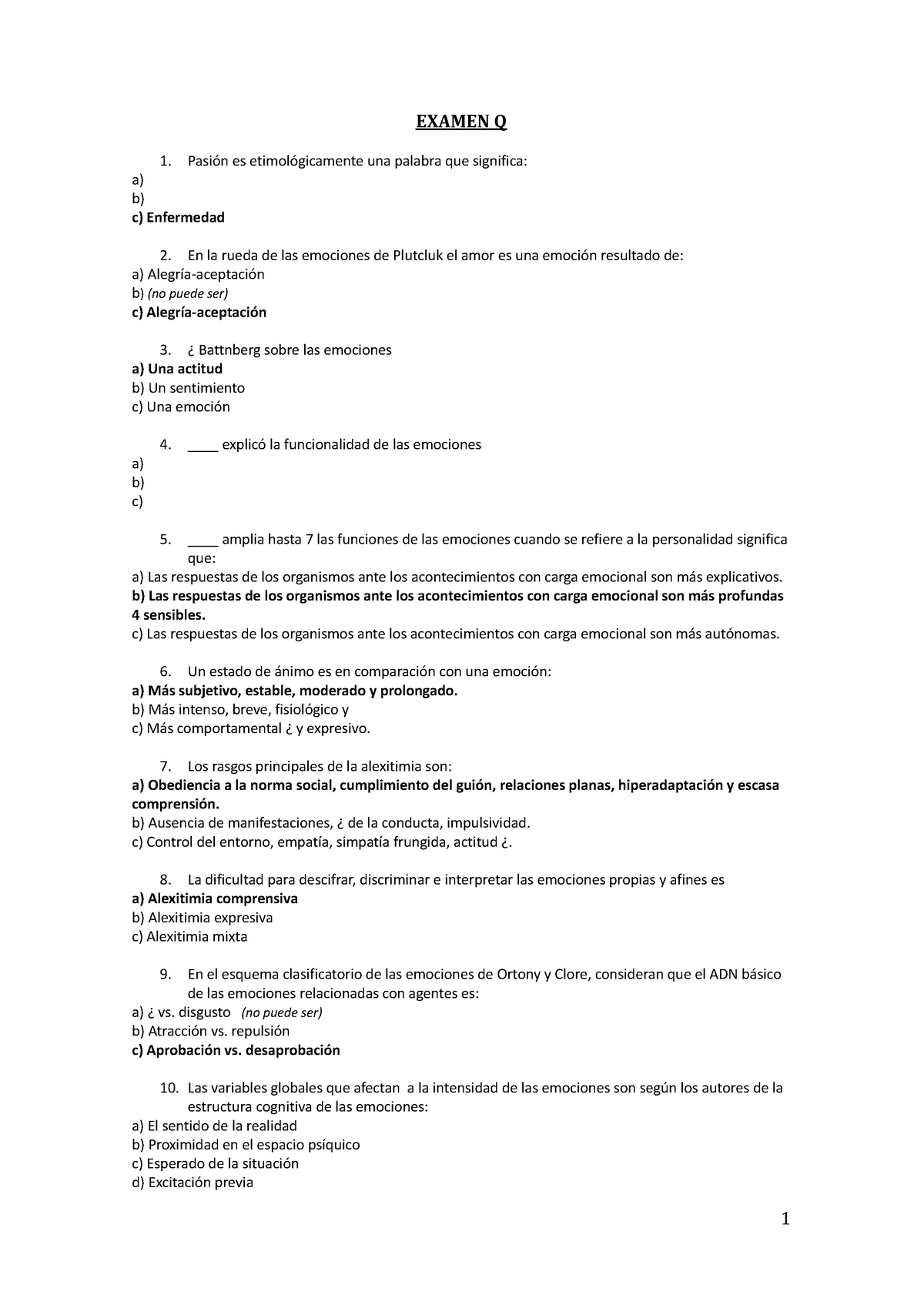 Emoción.docx - Posibles Preguntas De Examen - EXAMEN Q Pasión Es ...