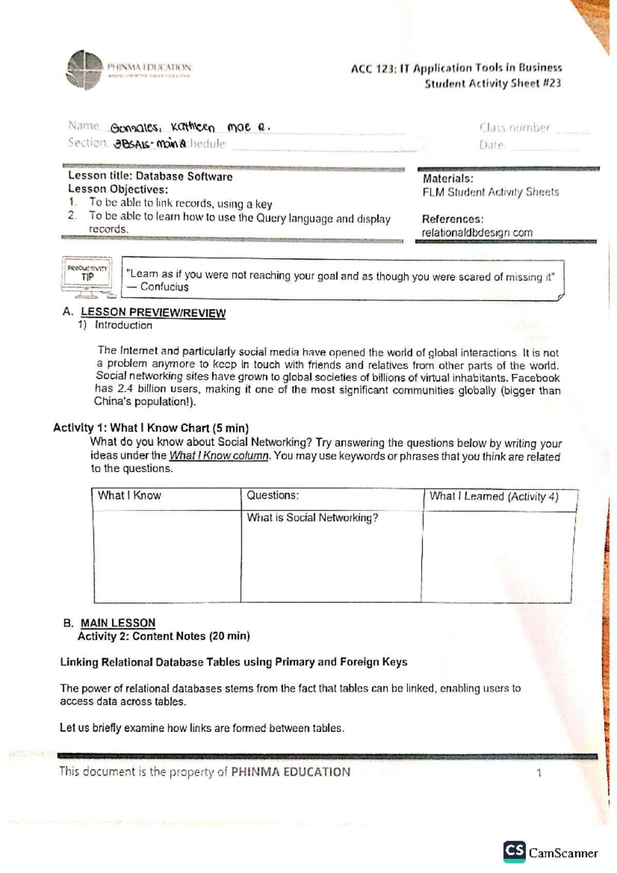 ACC 123 SAS 23 - none - Accounting - CamScanner CamScanner - Studocu